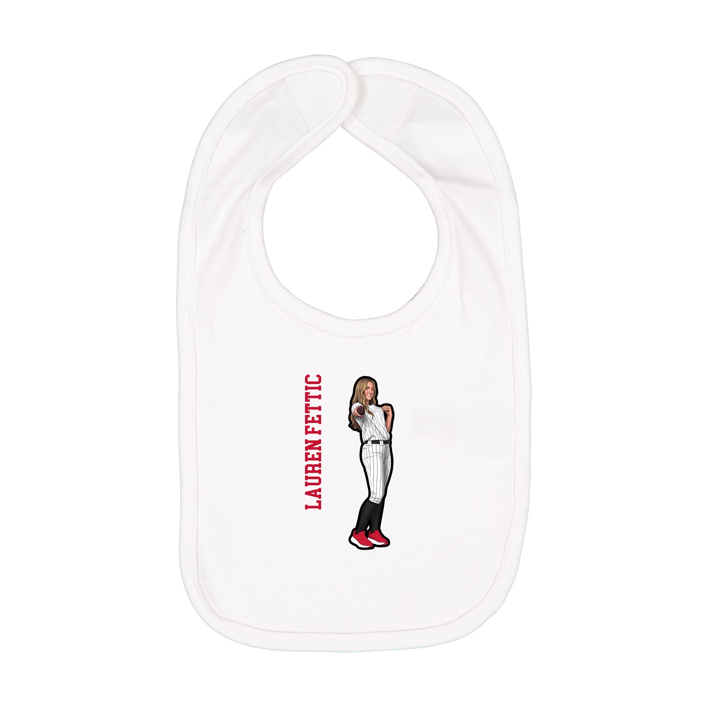 Infant Bib — Name Vertical in White