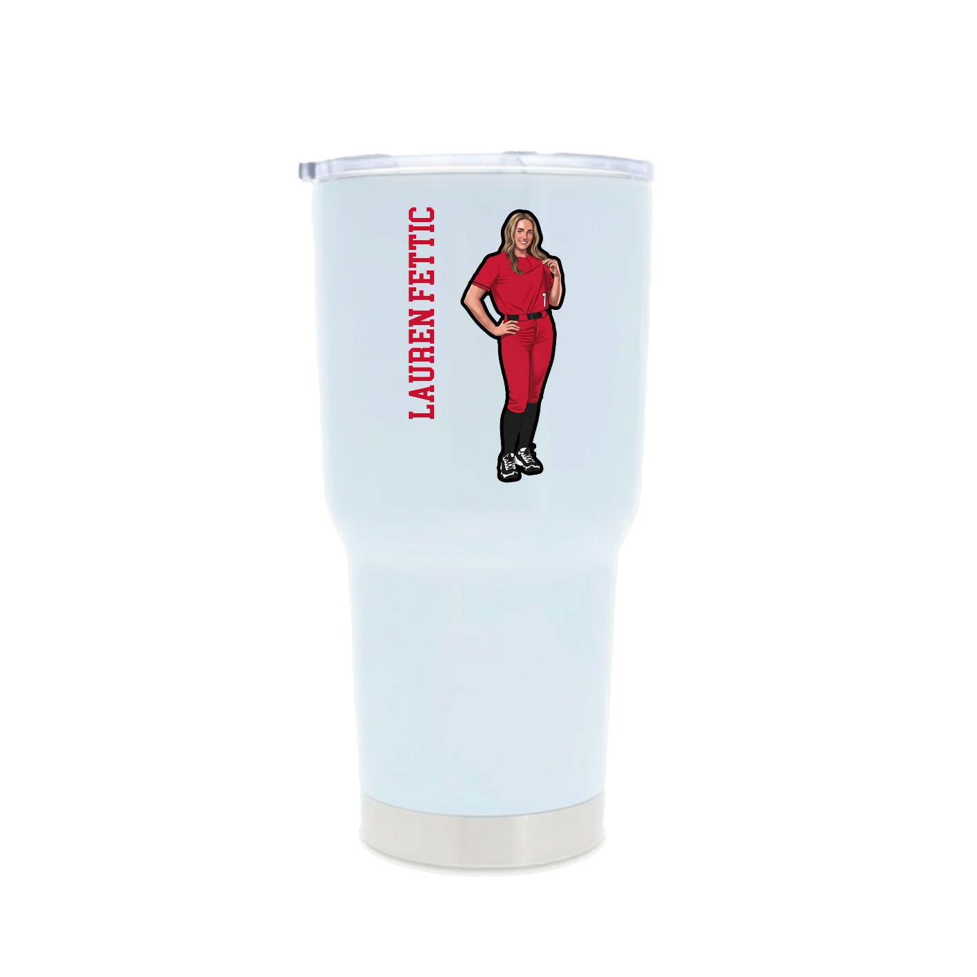 30oz Stainless Steel Tumbler — Name Vertical in White