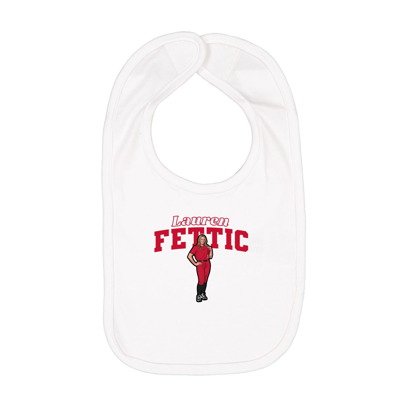 Infant Bib — Name Arch in White