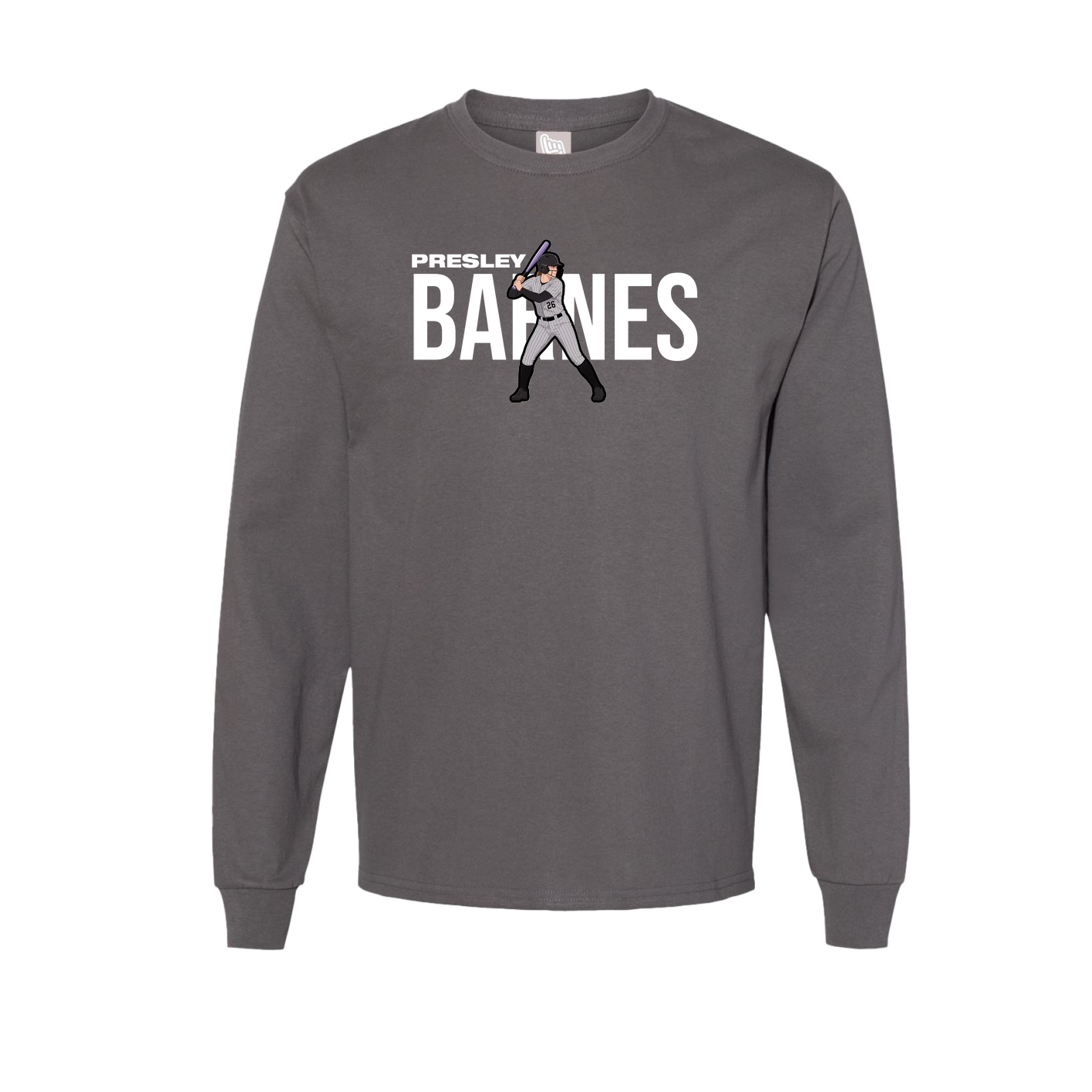 Long Sleeve Tee — Player Name in Grey