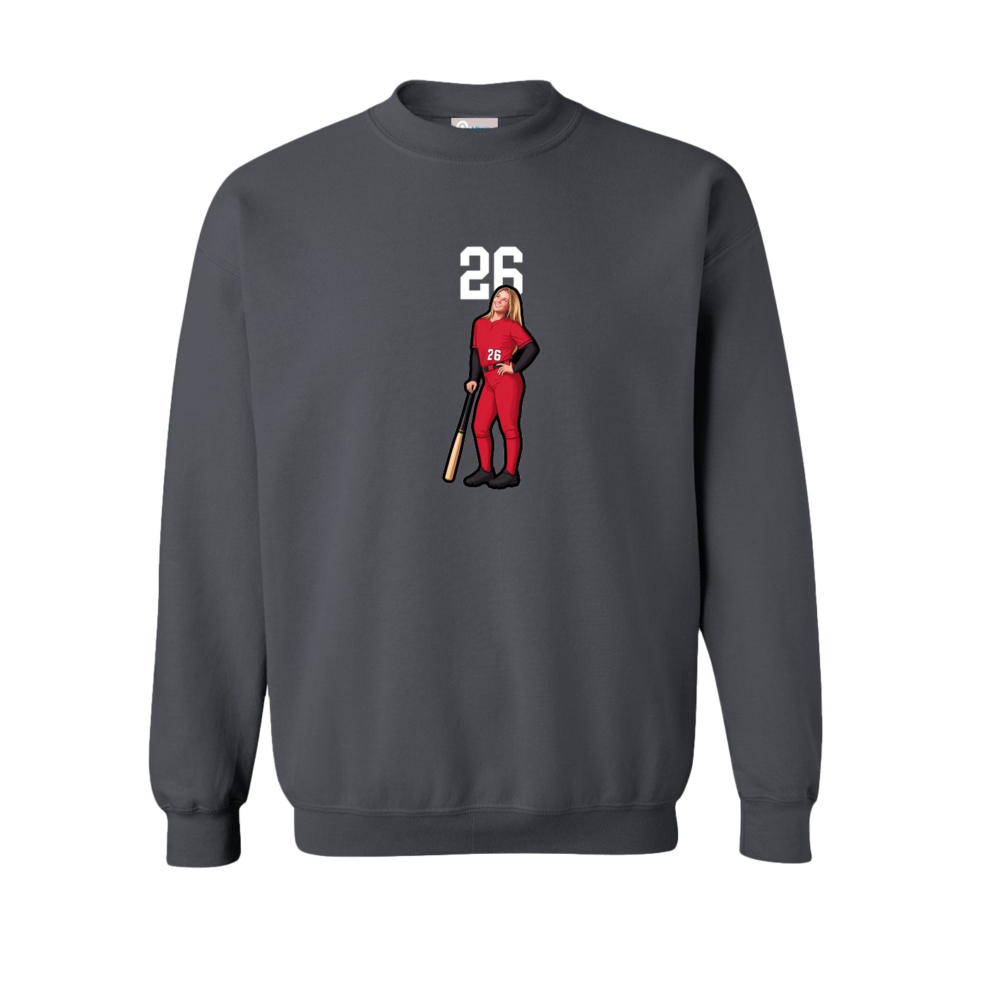 Fleece Crew — Number Top in Grey