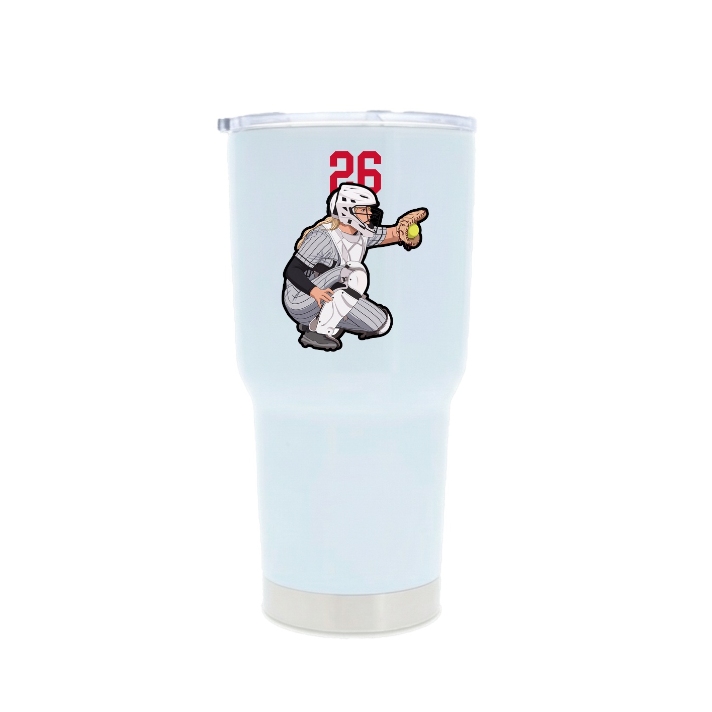 30oz Stainless Steel Tumbler — Number Top in White