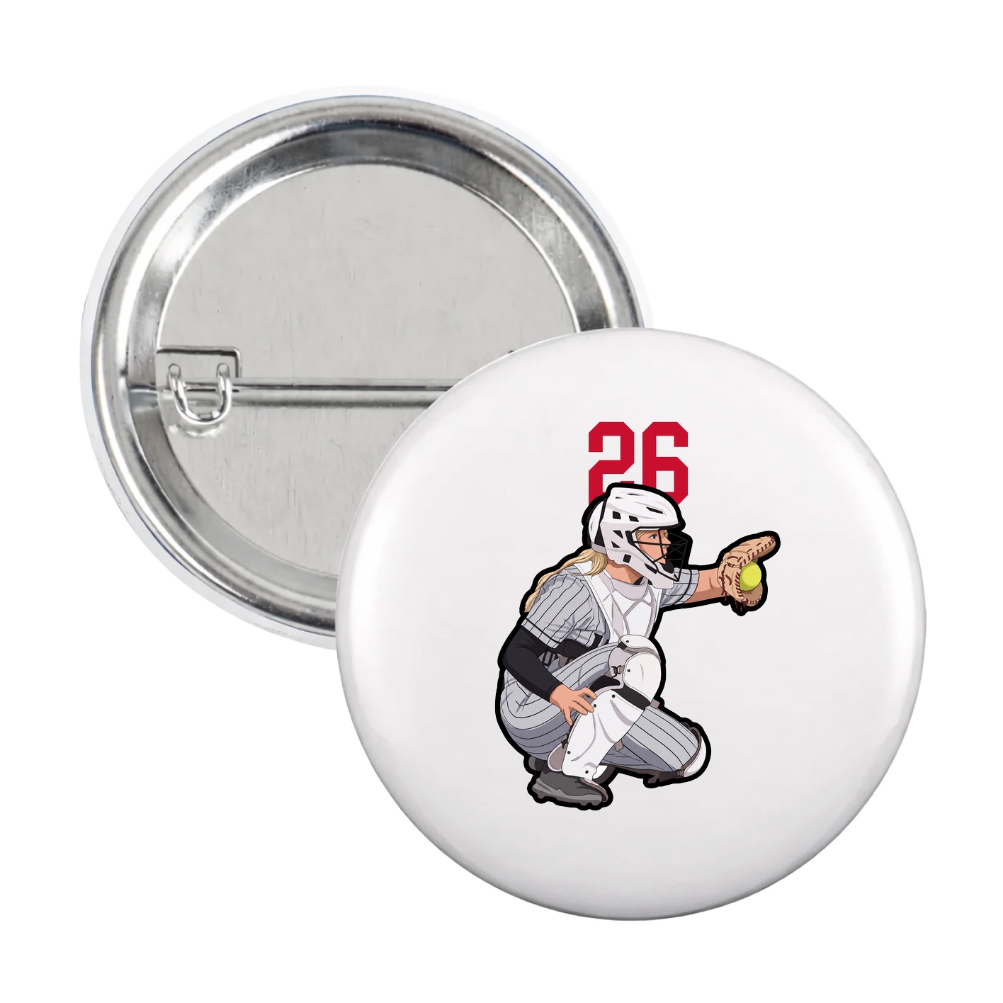 Game Day Button — Number Top in White
