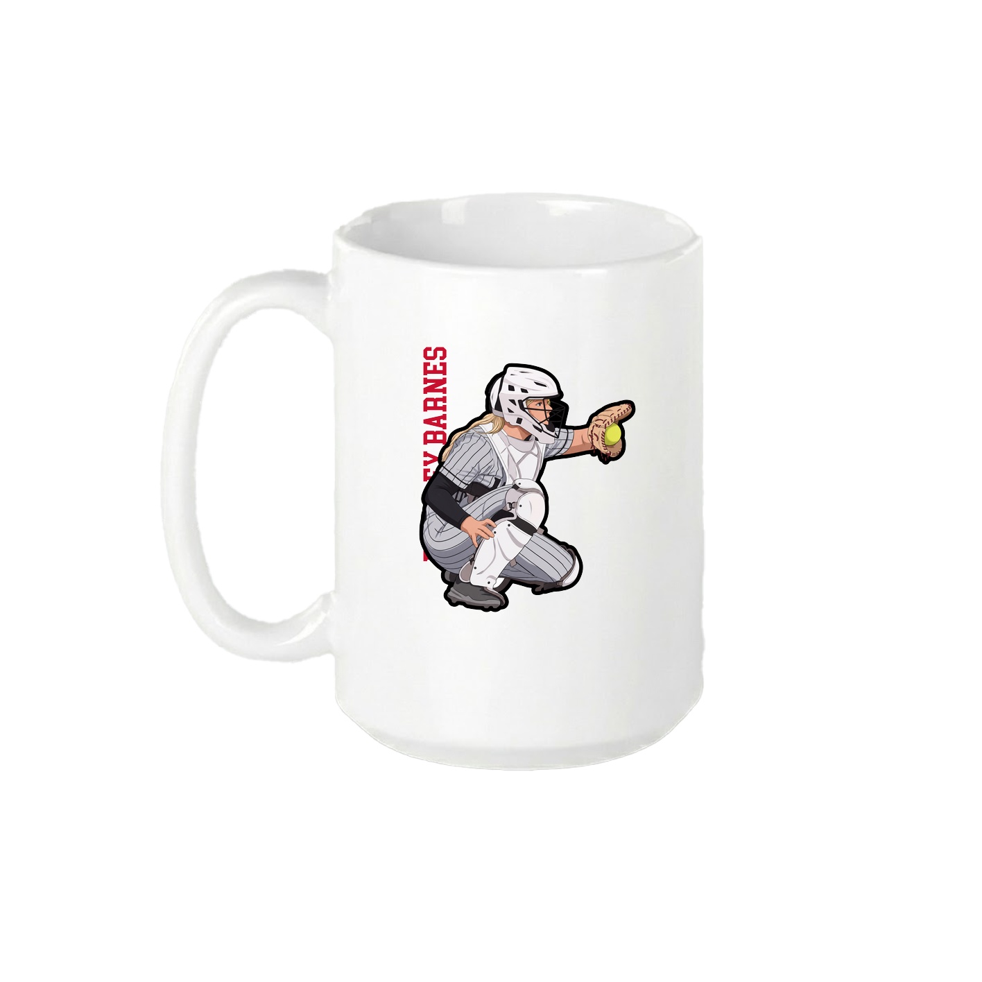 15oz Coffee Mug — Name Vertical in White