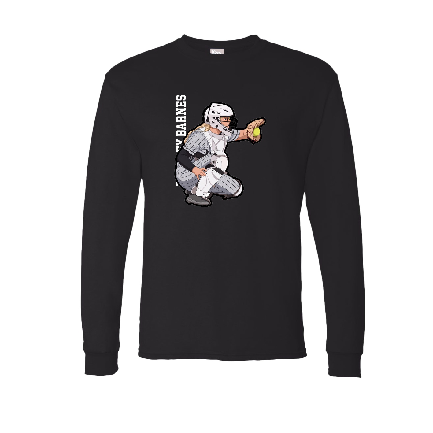 Long Sleeve Tee — Name Vertical in Black