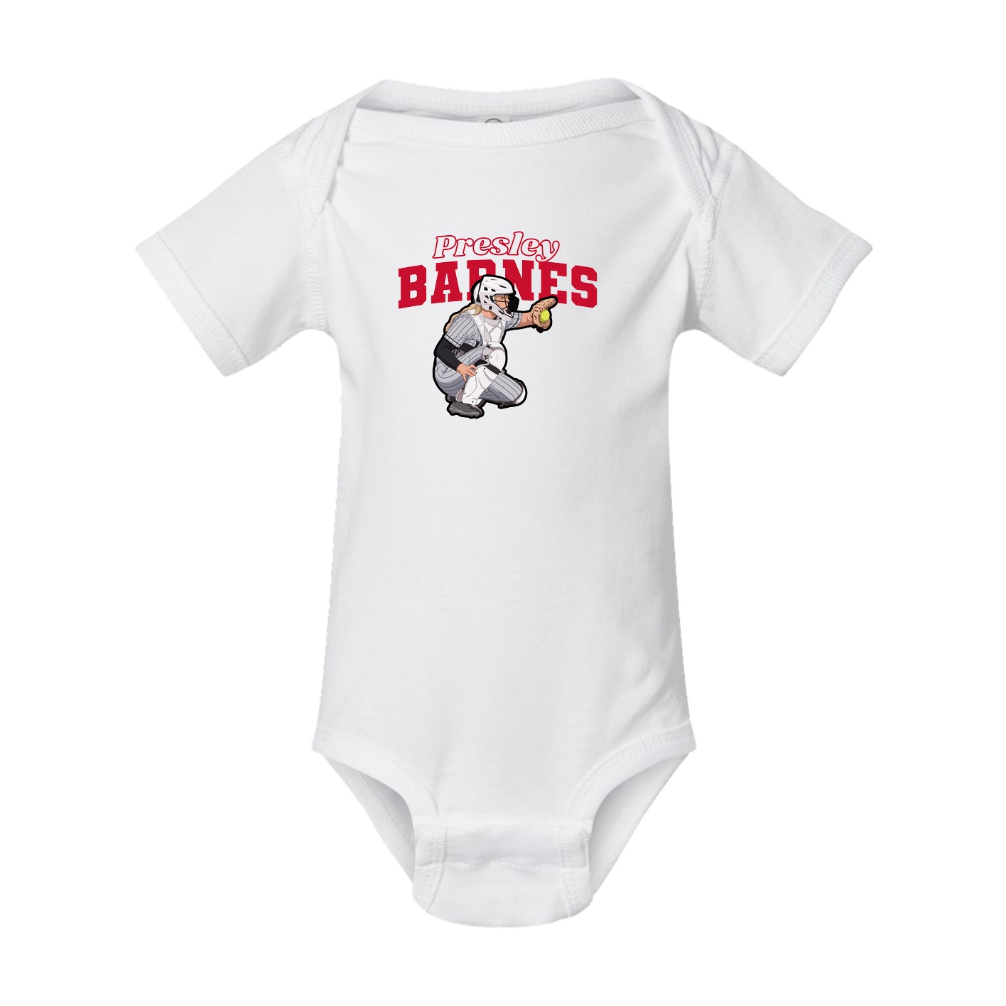 Baby Onesie — Name Arch in White