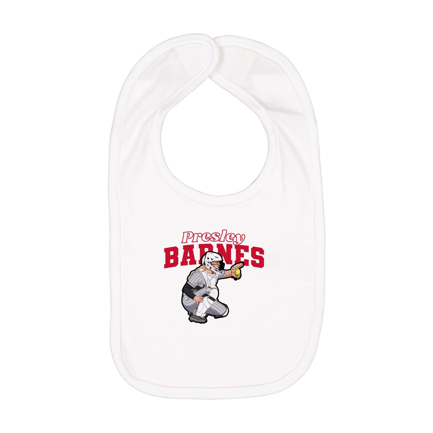 Infant Bib — Name Arch in White