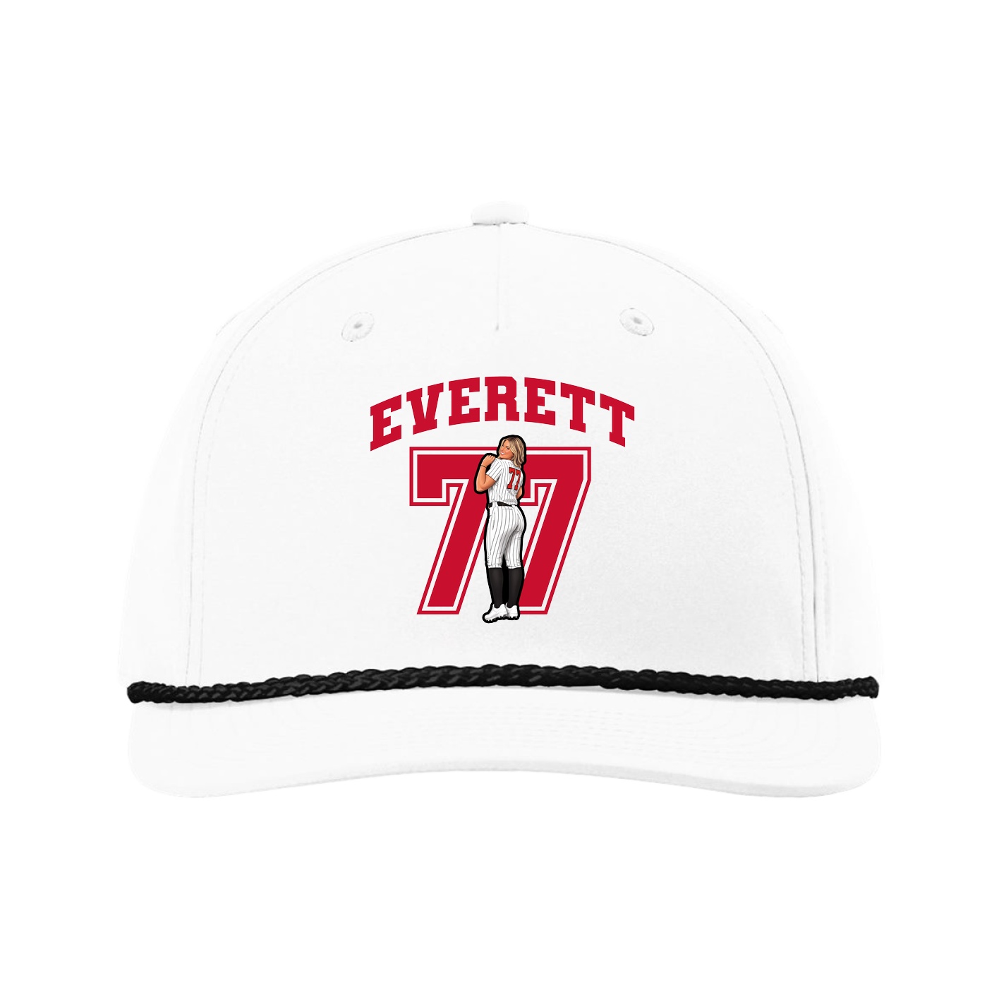 Five-Panel Classic Rope Cap — Number in White