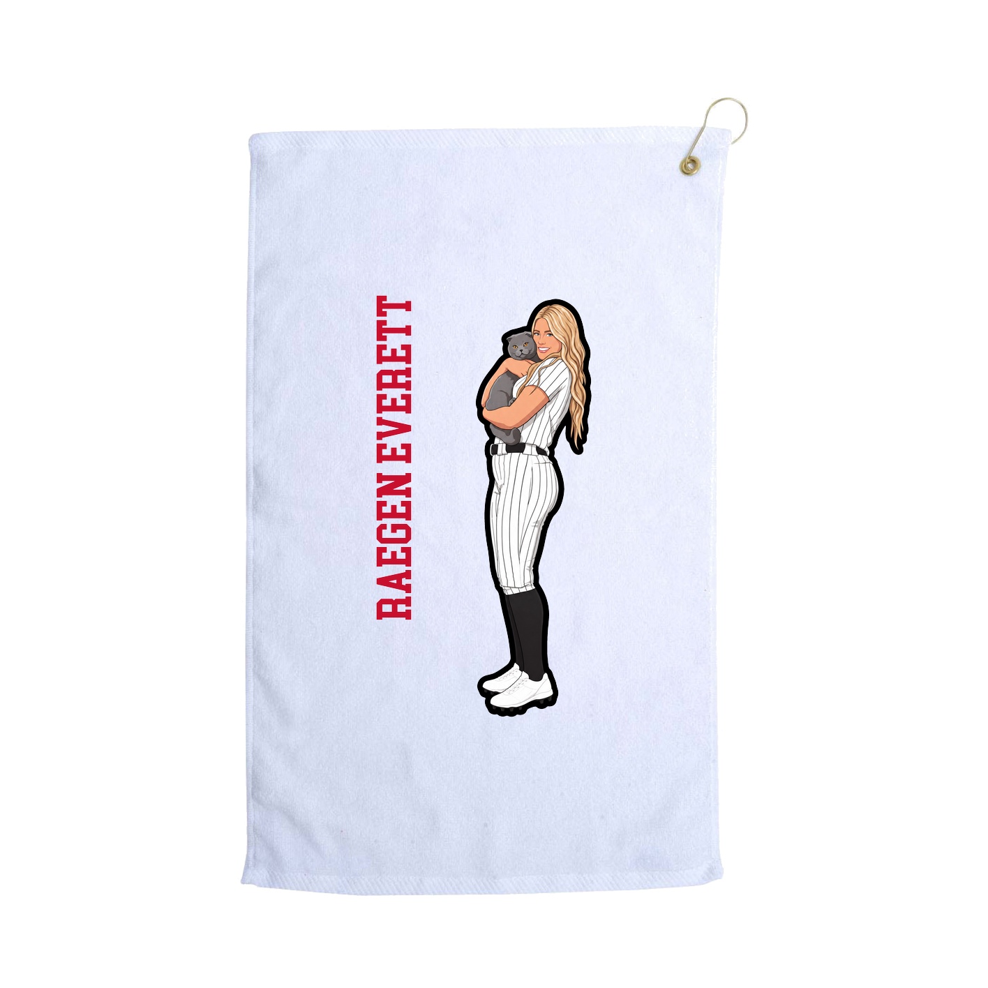 Golf Towel — Name Vertical in White