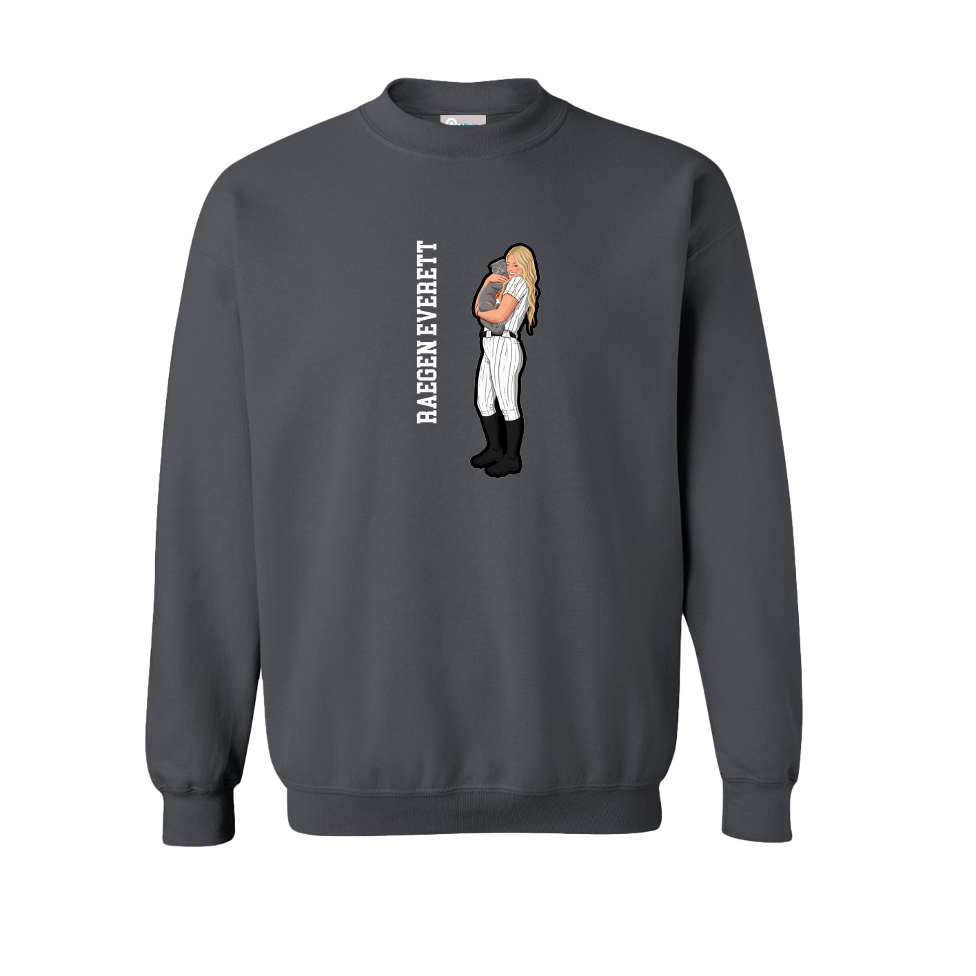 Fleece Crew — Name Vertical in Grey