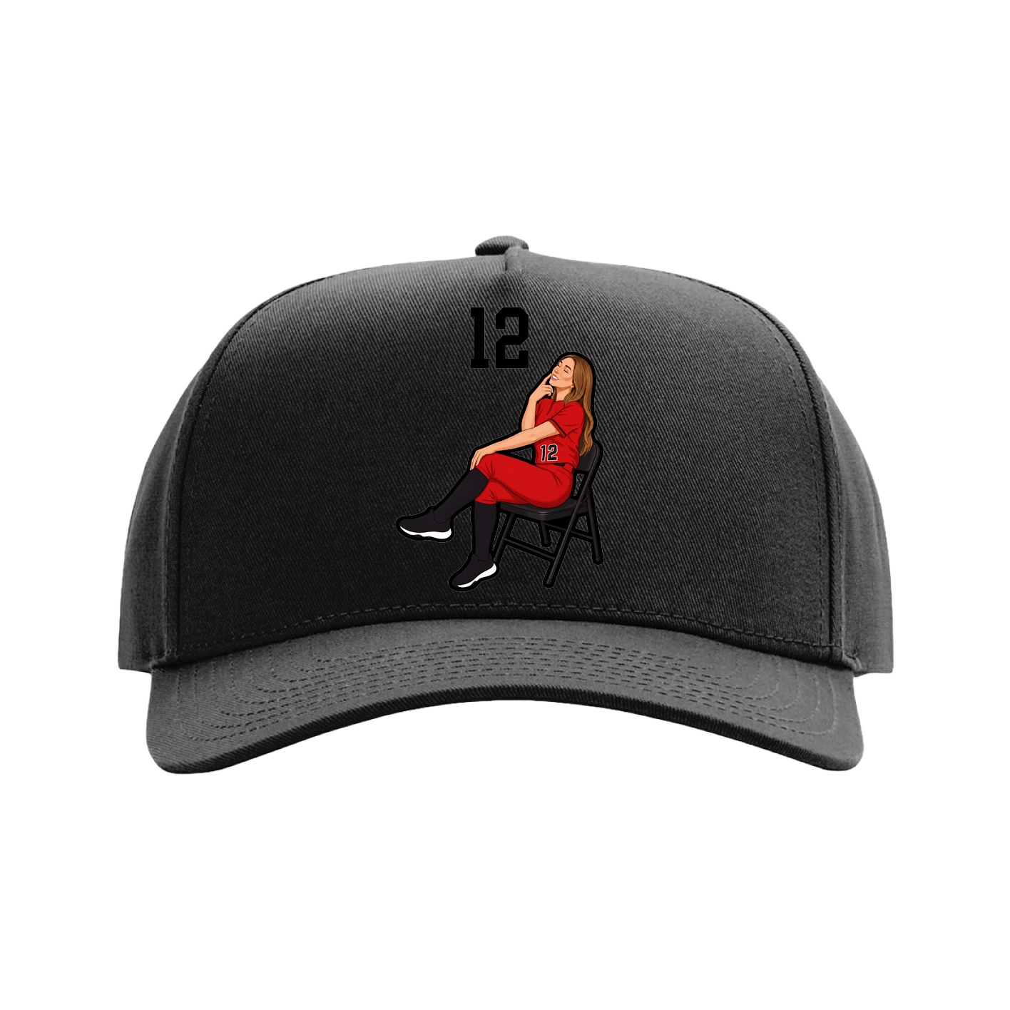 Full Fabric Five-Panel Champ Cap — Number Top in Black