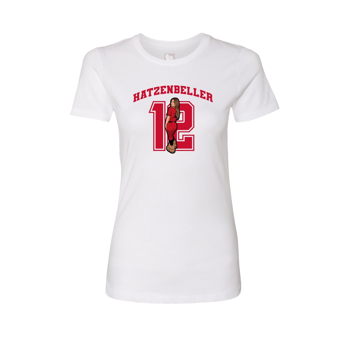 Fitted Women's Tee — Number in White