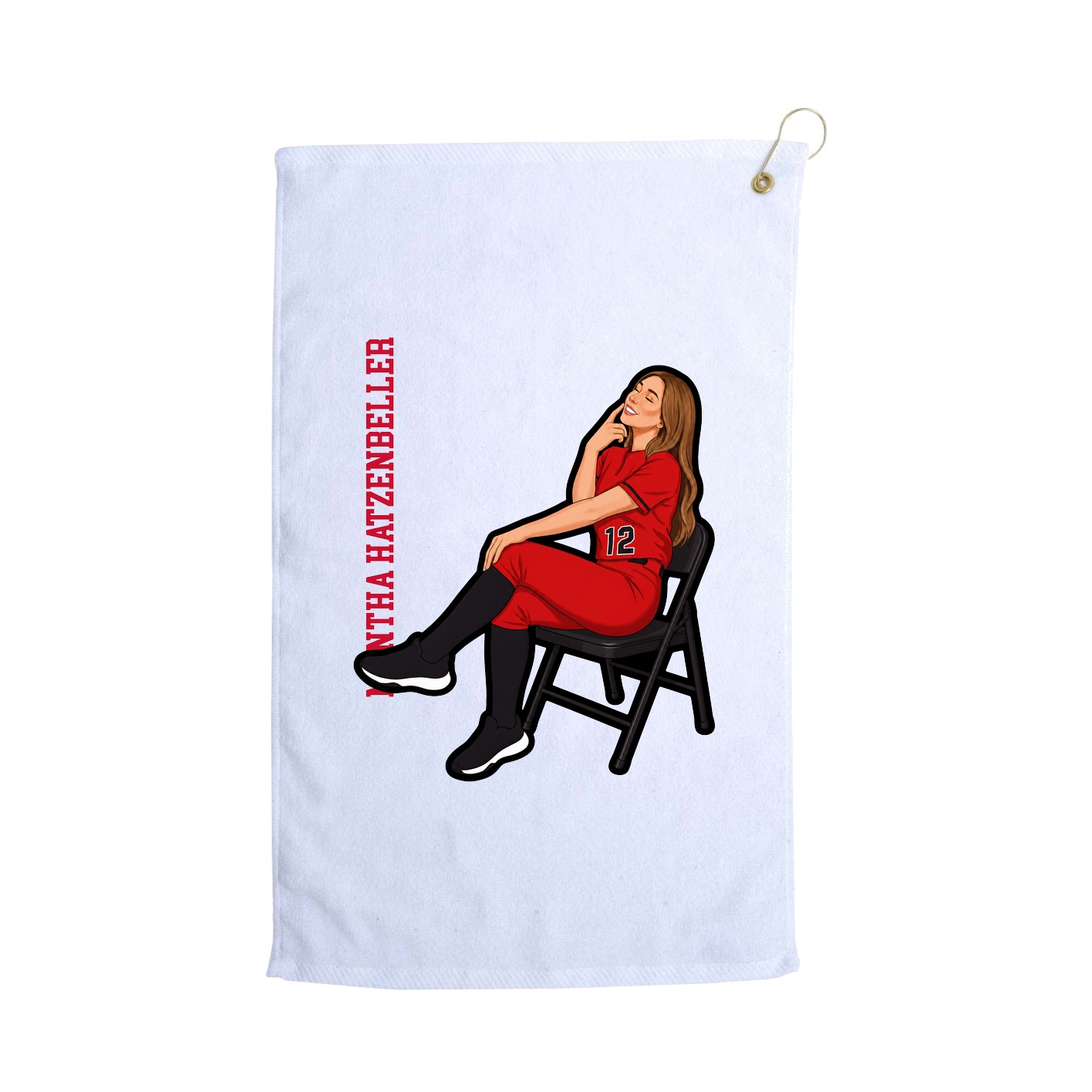 Golf Towel — Name Vertical in White