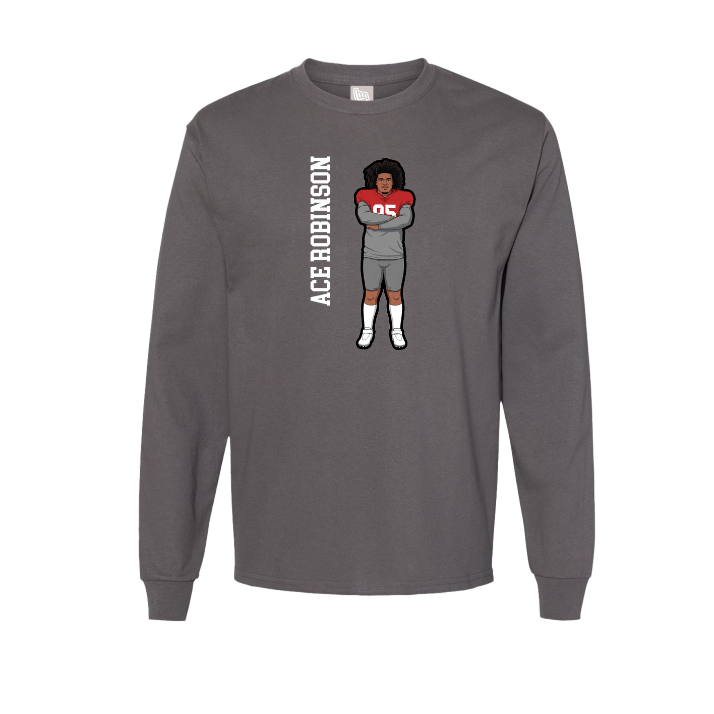 Long Sleeve Tee — Name Vertical in Grey