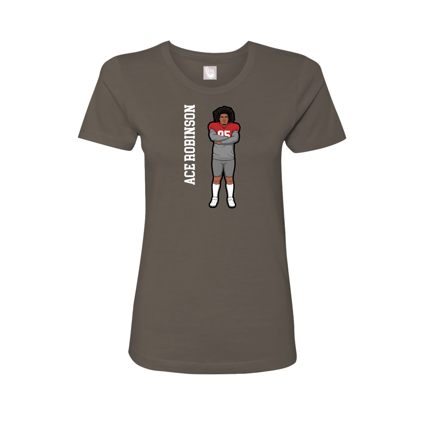 Womens Tee — Name Vertical in Grey
