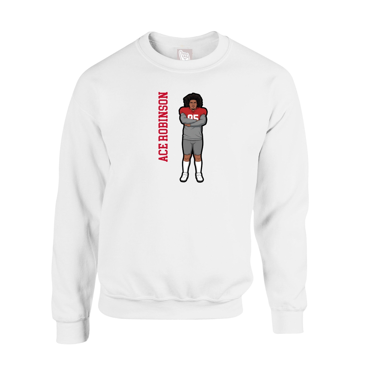 Fleece Crew — Name Vertical in White