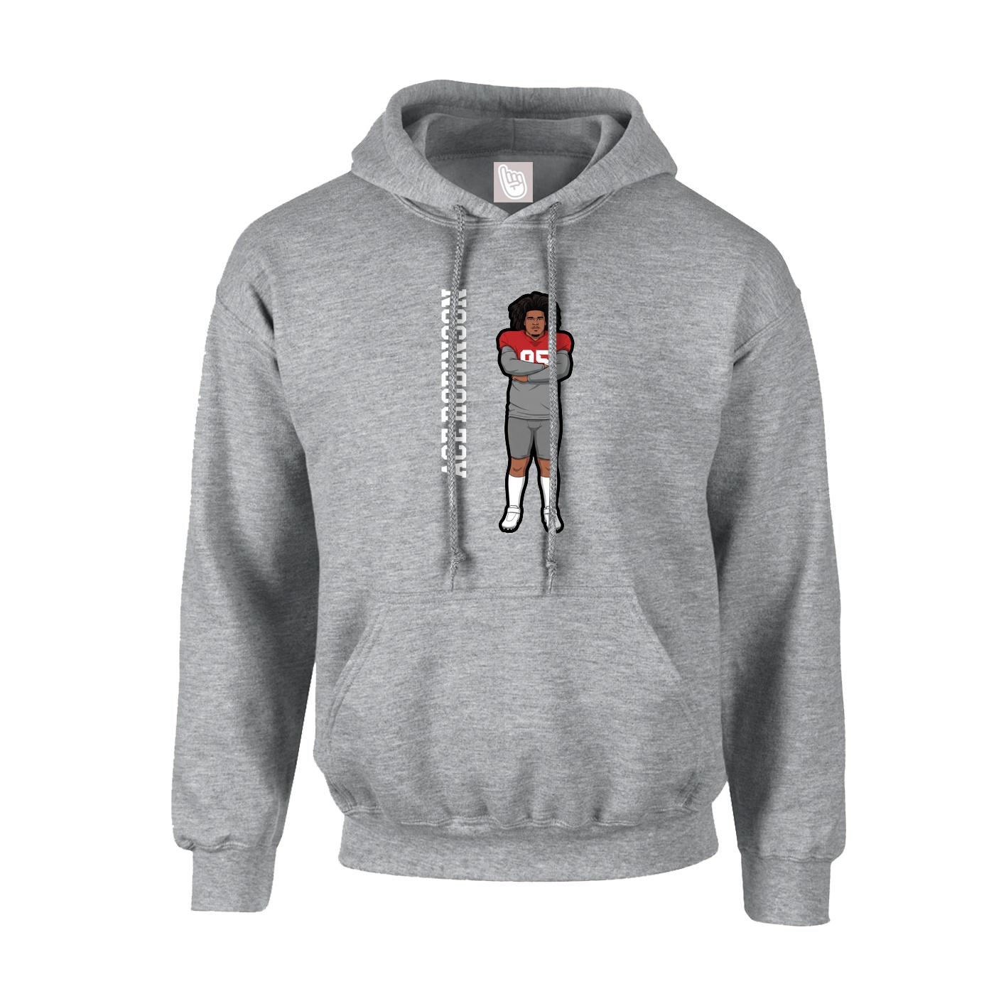 Youth Hoodie — Name Vertical in Grey