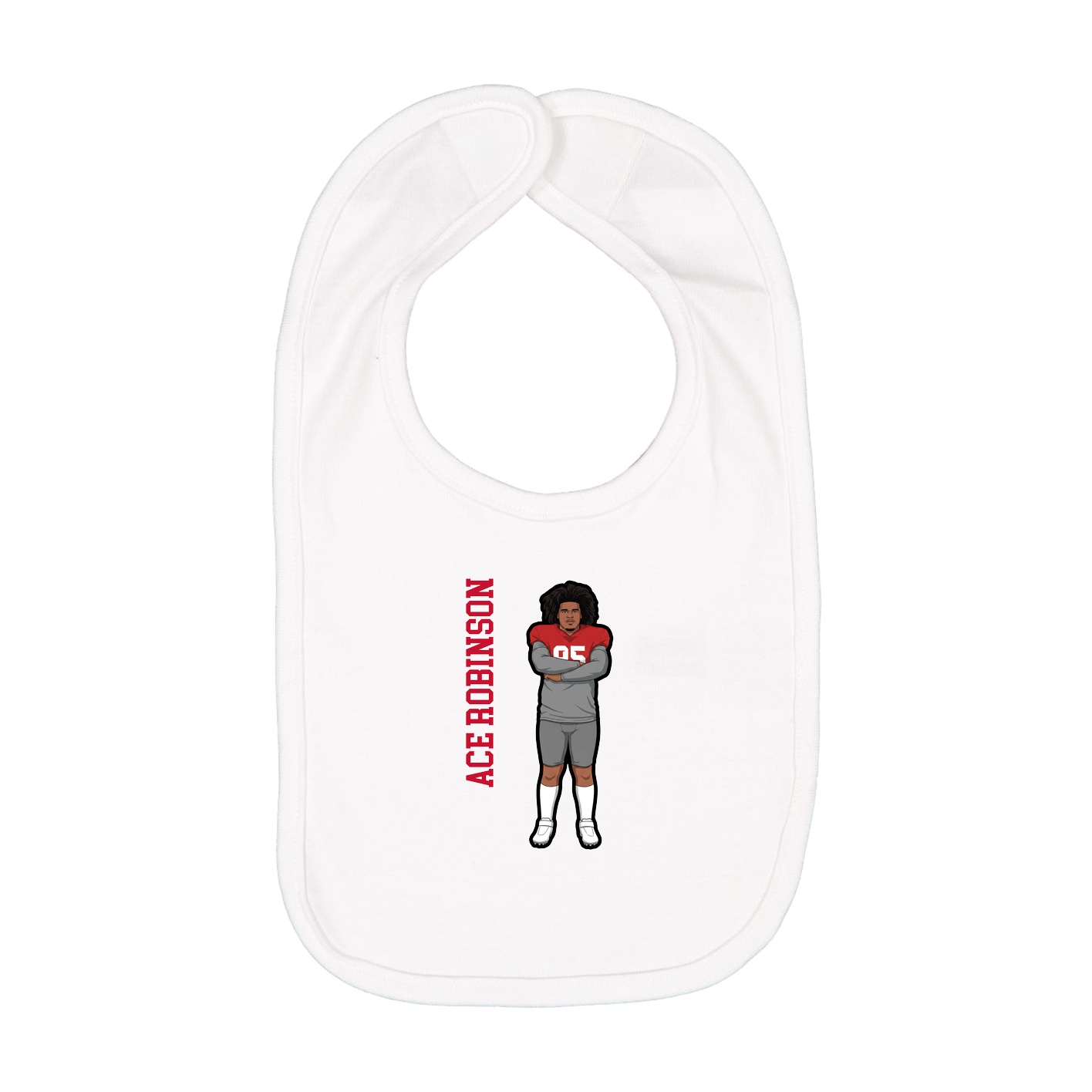 Infant Bib — Name Vertical in White