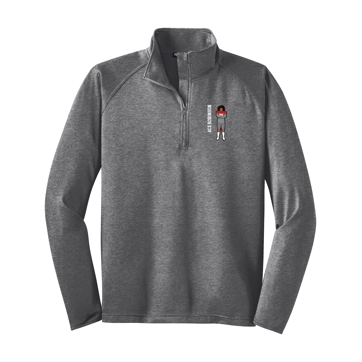Q-Zip Pullover — Name Vertical in Grey