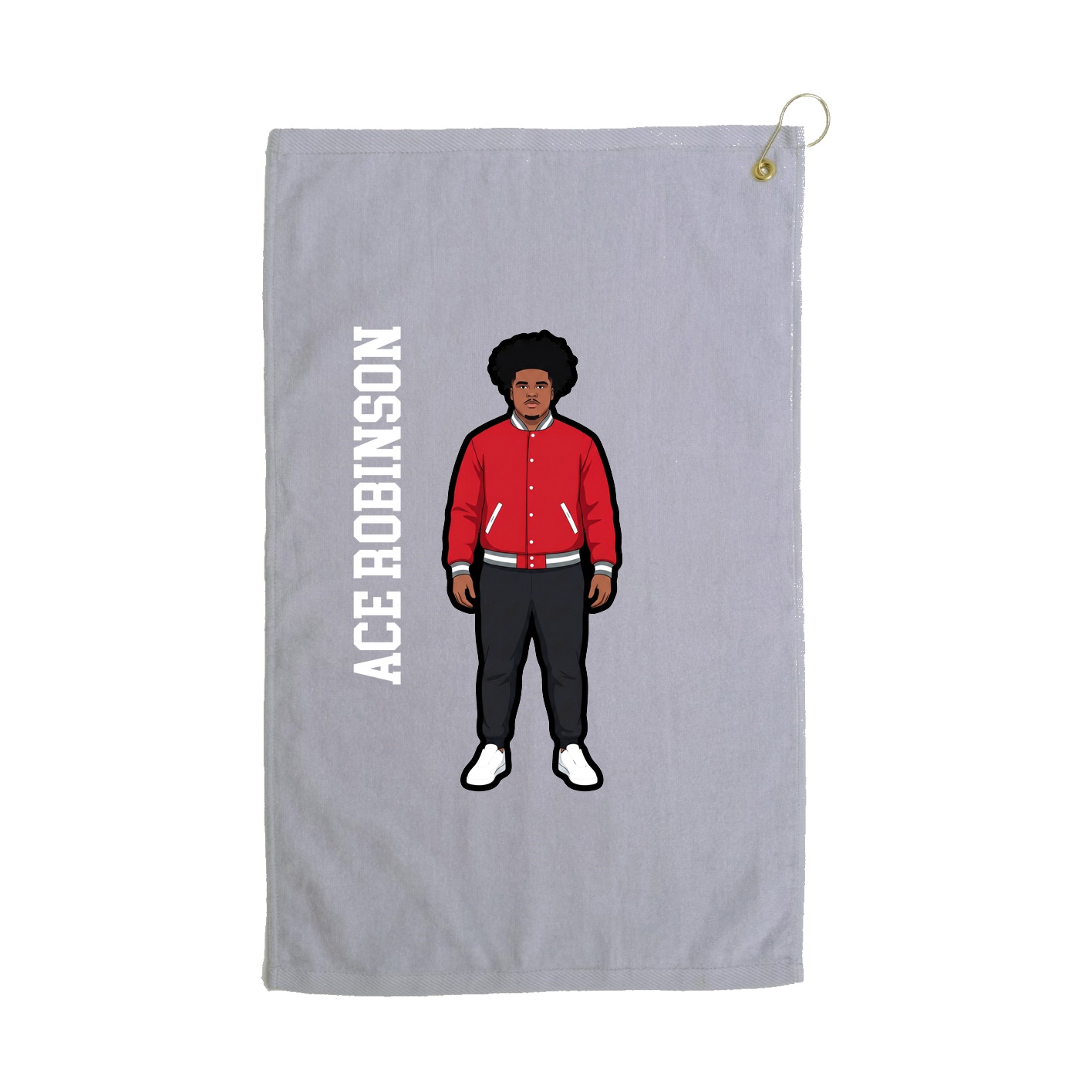 Golf Towel — Name Vertical in Grey