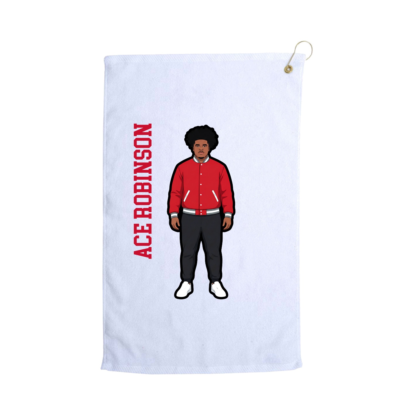 Golf Towel — Name Vertical in White