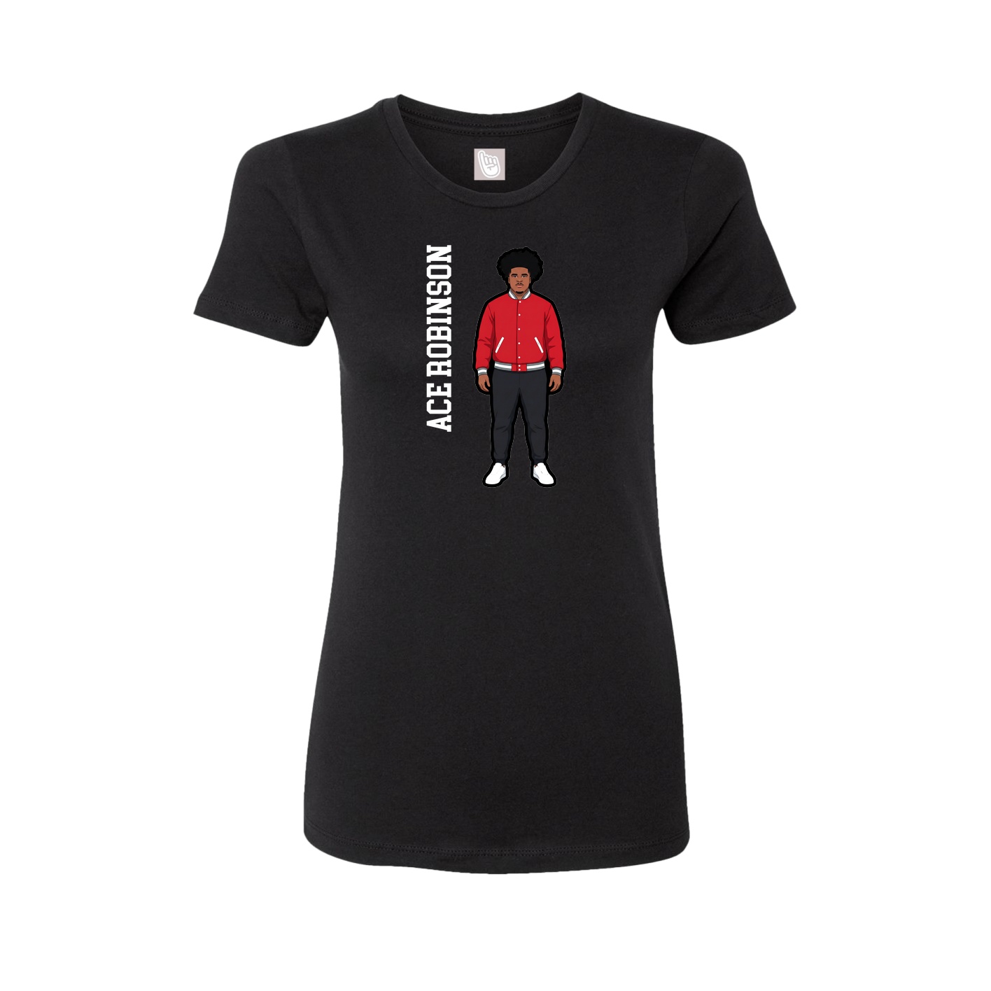 Womens Tee — Name Vertical in Black