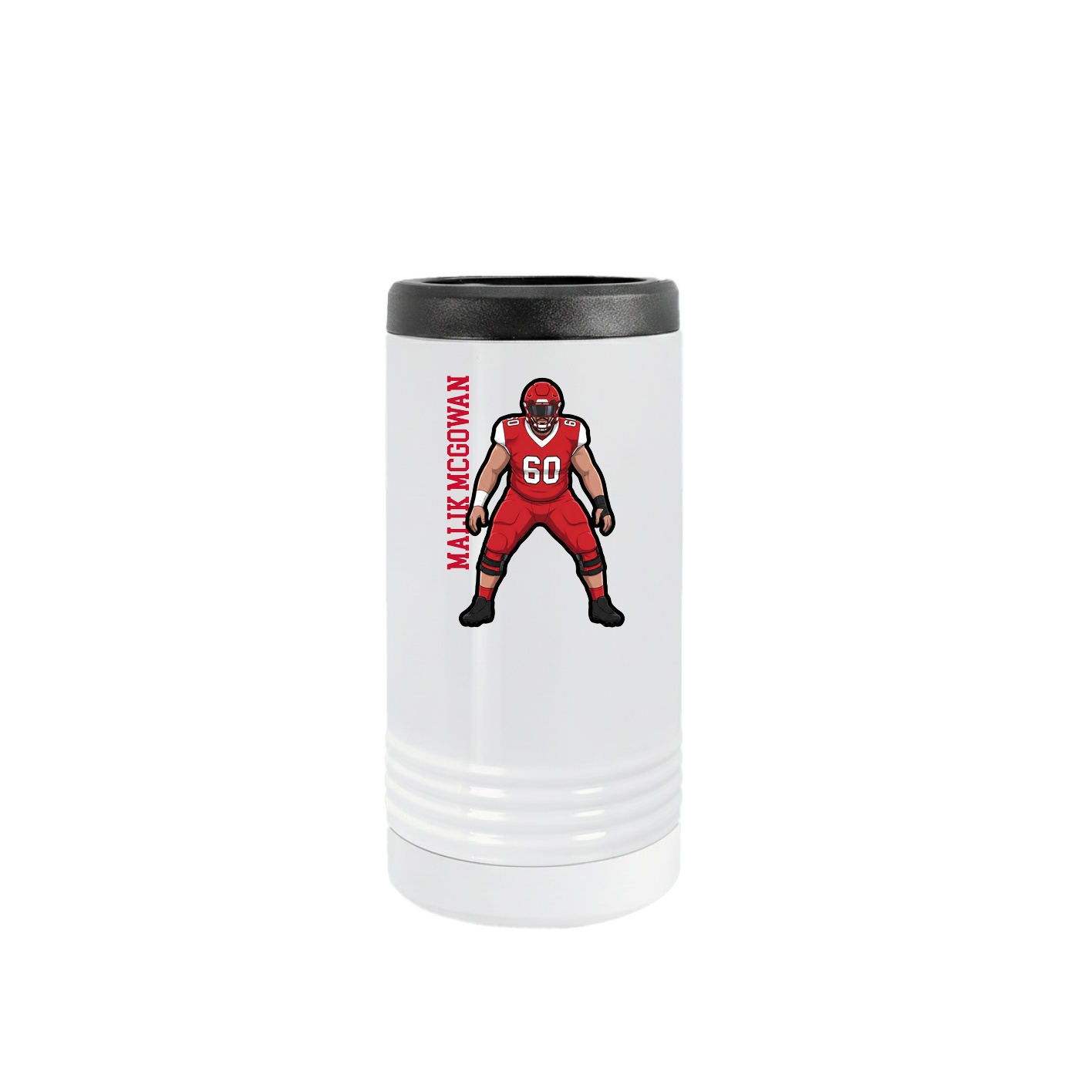 Slim Beverage Holder — Name Vertical in White