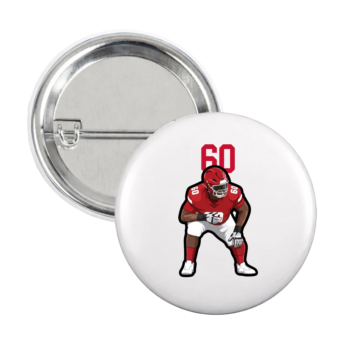 Game Day Button — Number Top in White