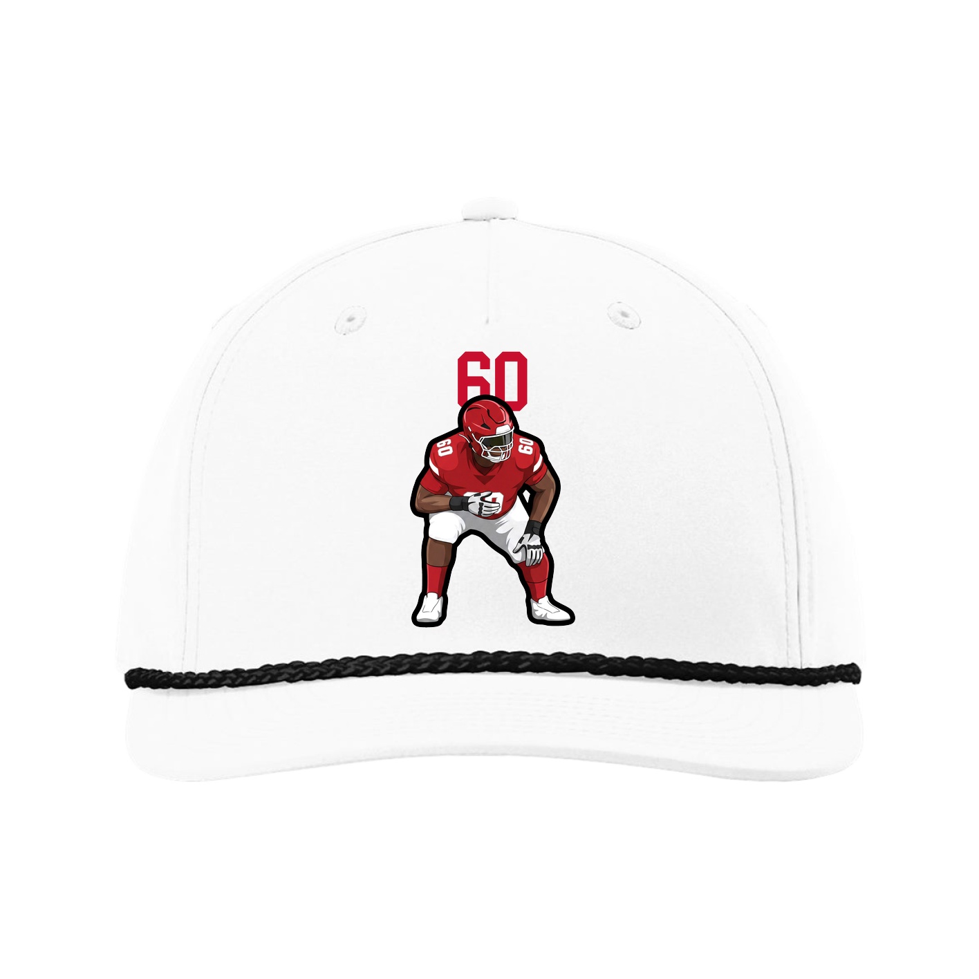 Five-Panel Classic Rope Cap — Number Top in White