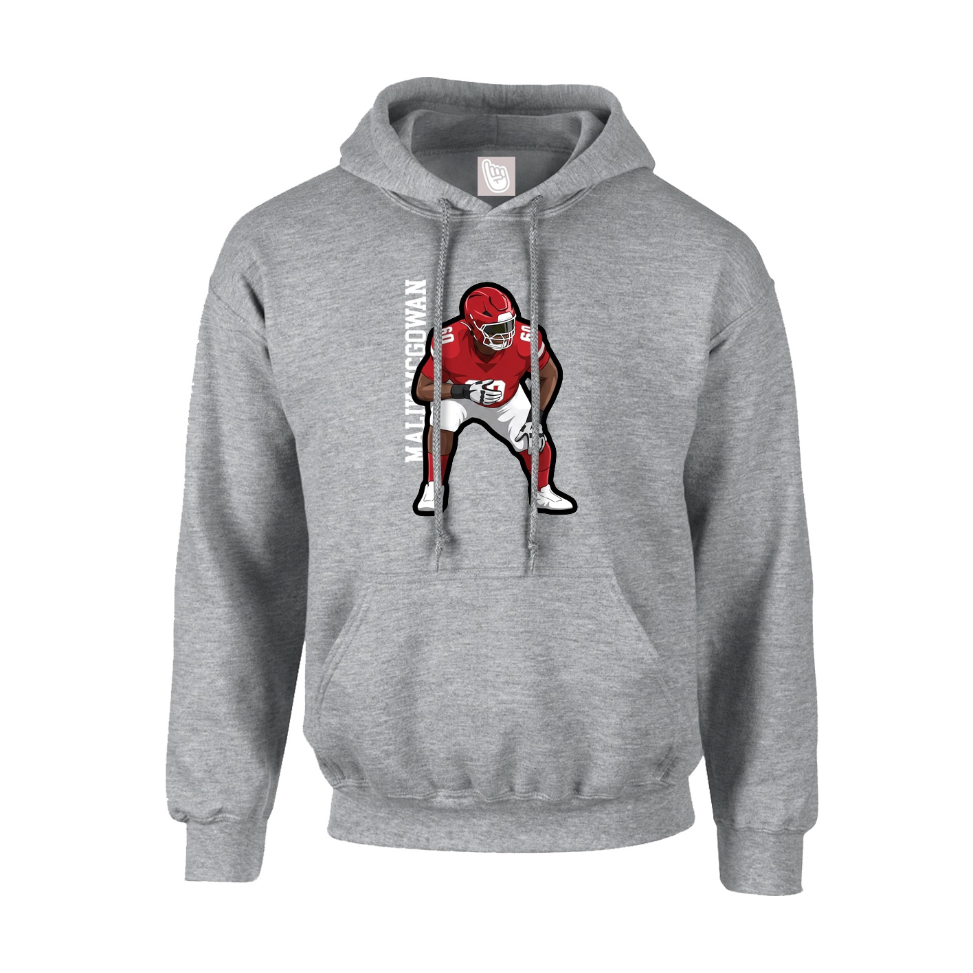 Youth Hoodie — Name Vertical in Grey