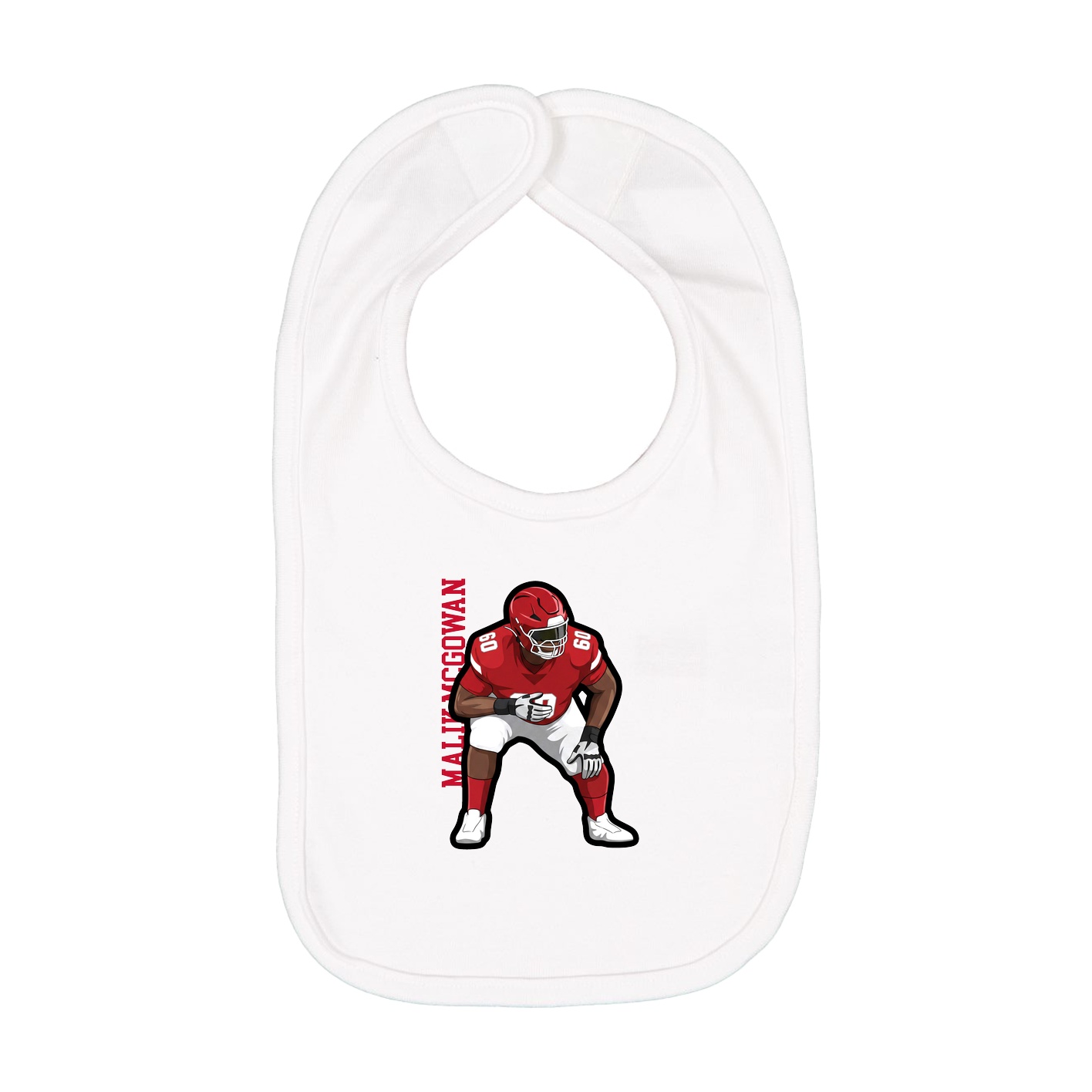 Infant Bib — Name Vertical in White