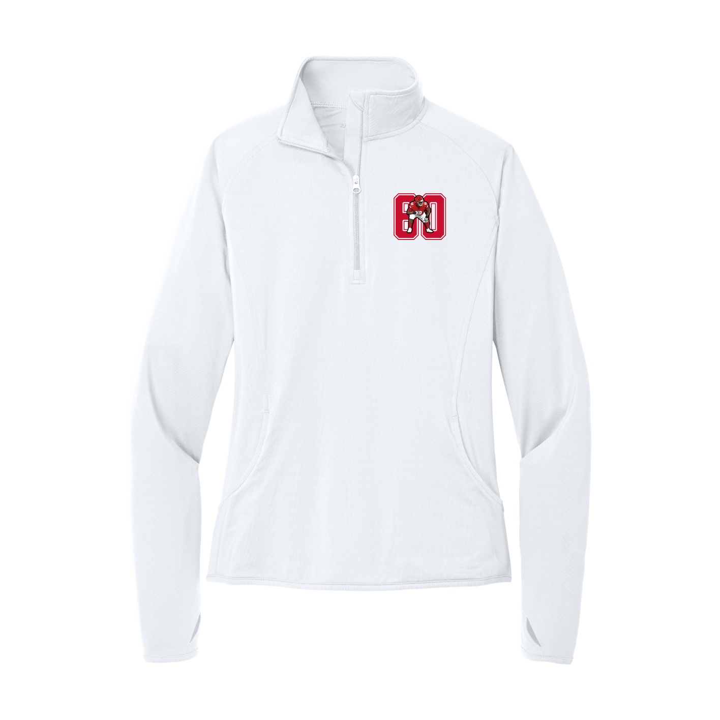 Women's Q-Zip Pullover — Number in White