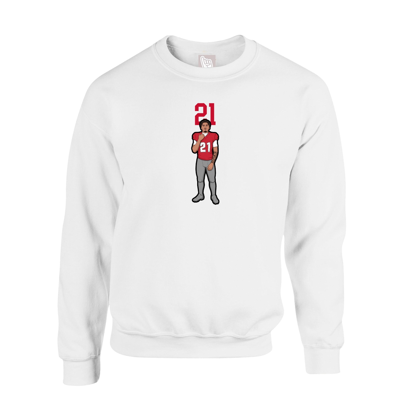 Fleece Crew — Number Top in White