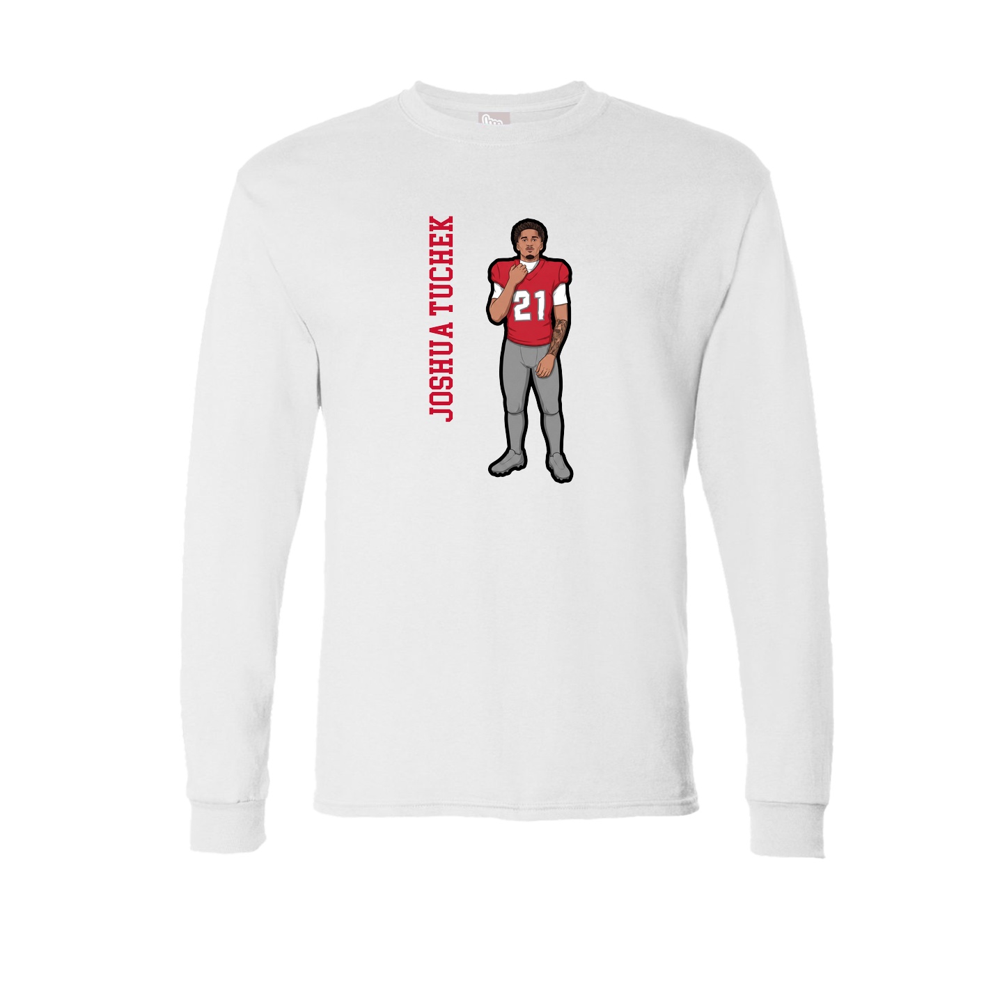 Long Sleeve Tee — Name Vertical in White
