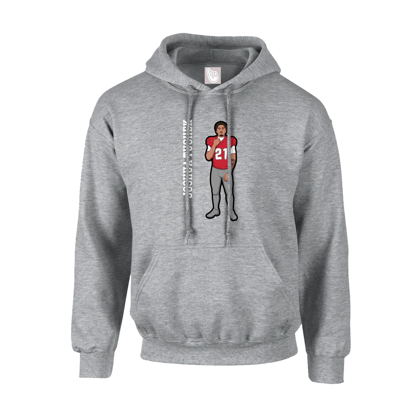 Youth Hoodie — Name Vertical in Grey