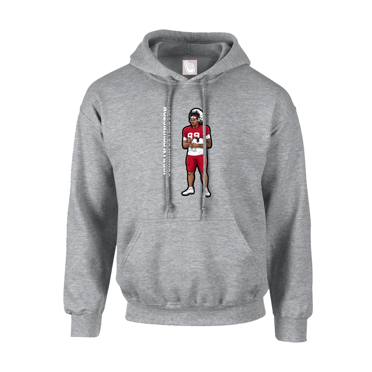 Youth Hoodie — Name Vertical in Grey