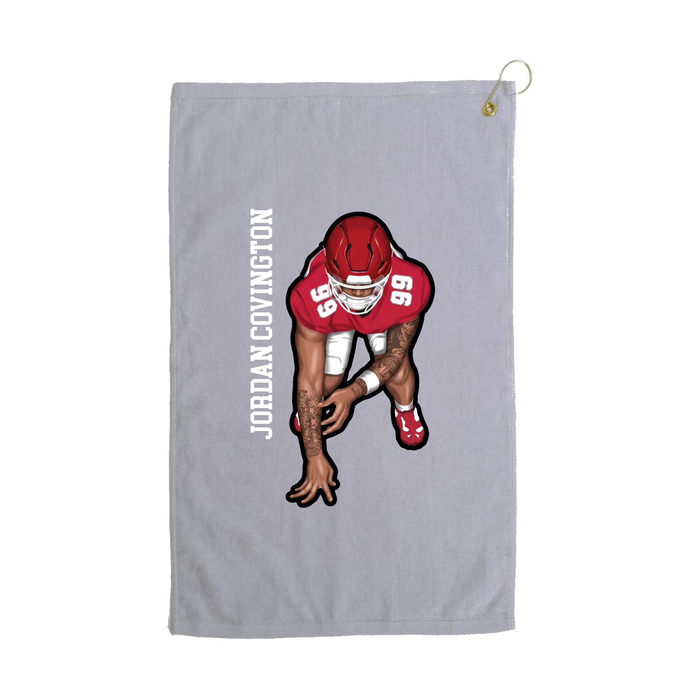 Golf Towel — Name Vertical in Grey