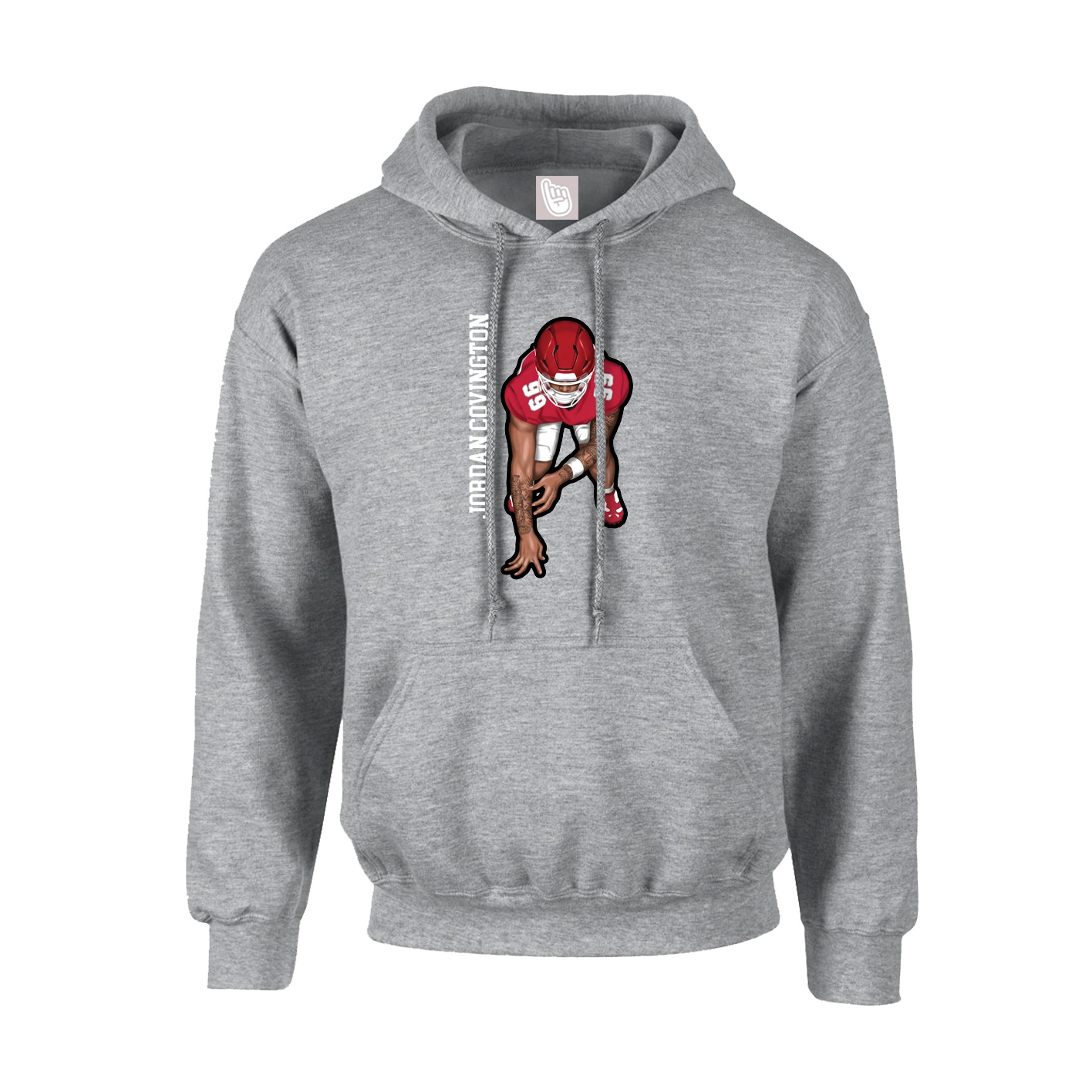 Hoodie — Name Vertical in Grey