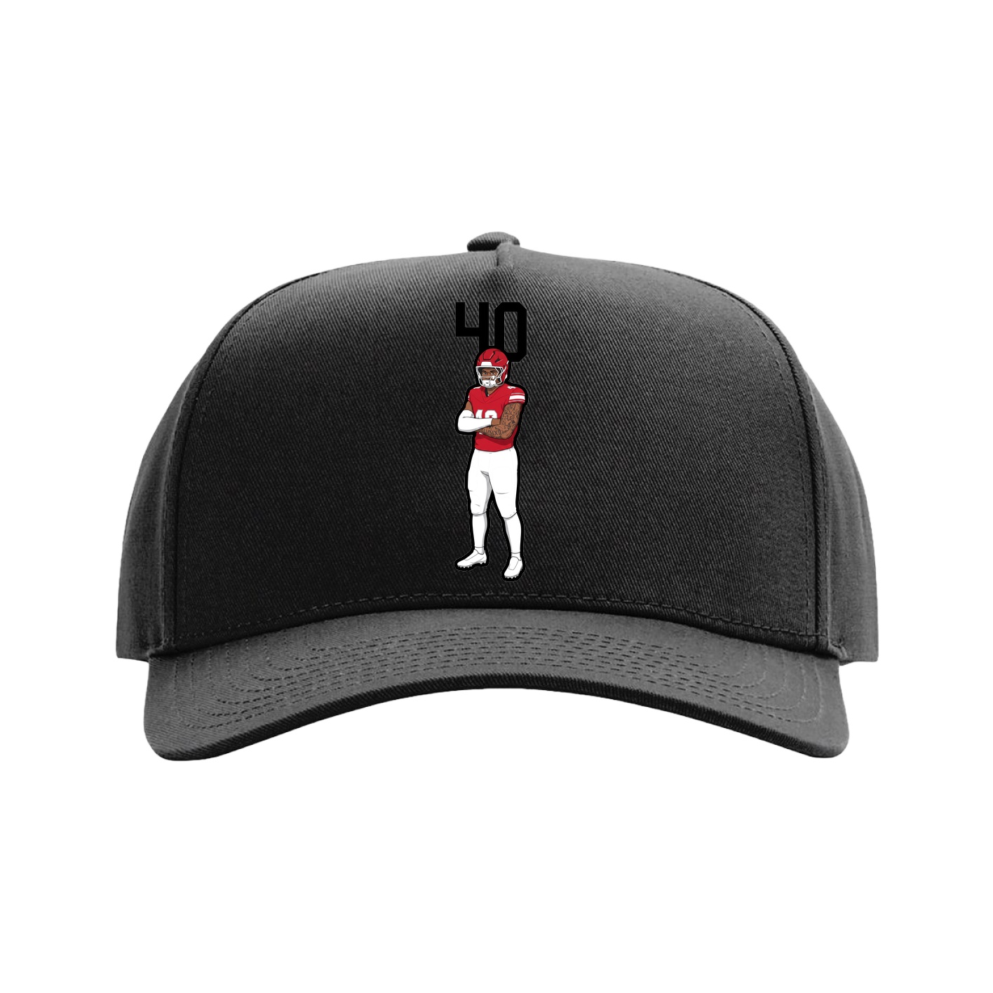 Full Fabric Five-Panel Champ Cap — Number Top in Black
