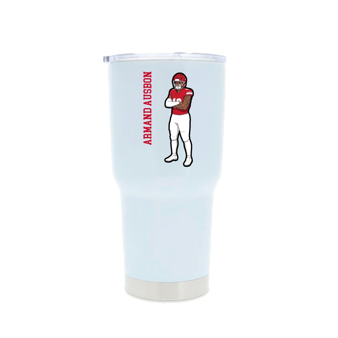 30oz Stainless Steel Tumbler — Name Vertical in White