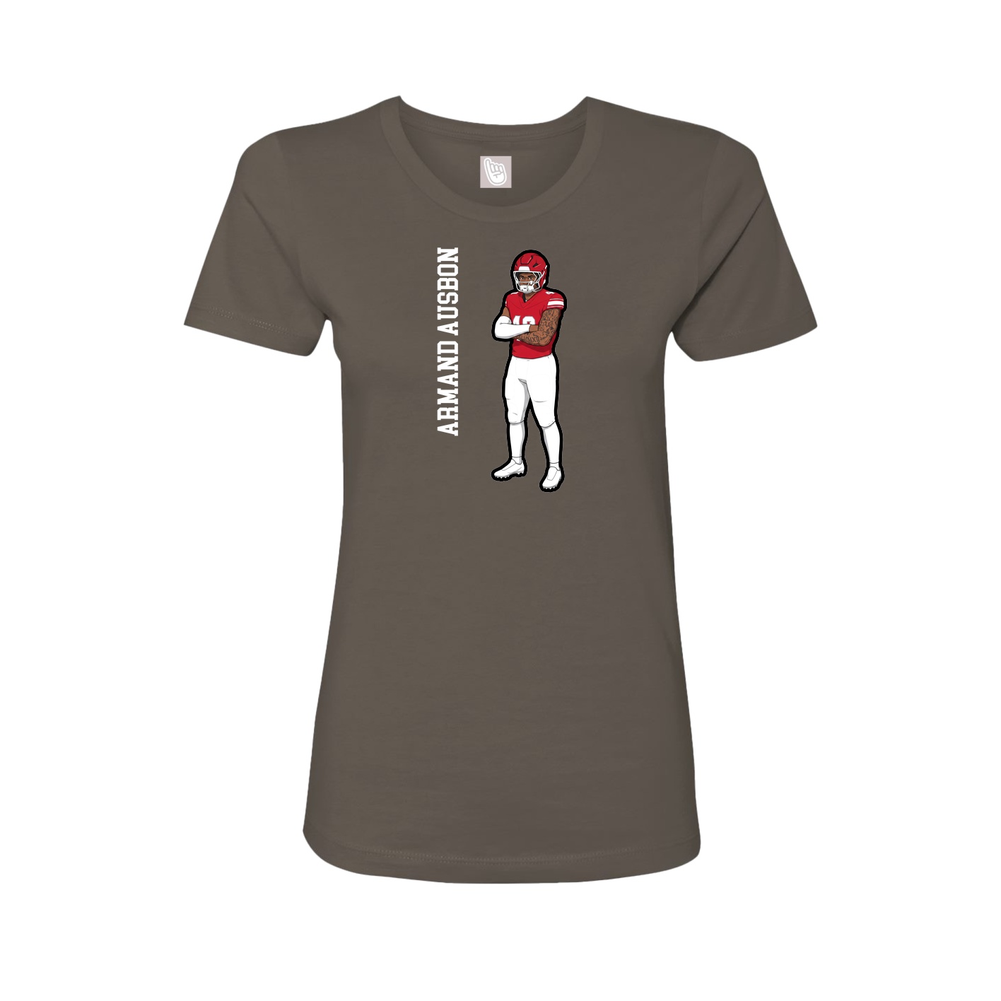 Fitted Women's Tee — Name Vertical in Grey