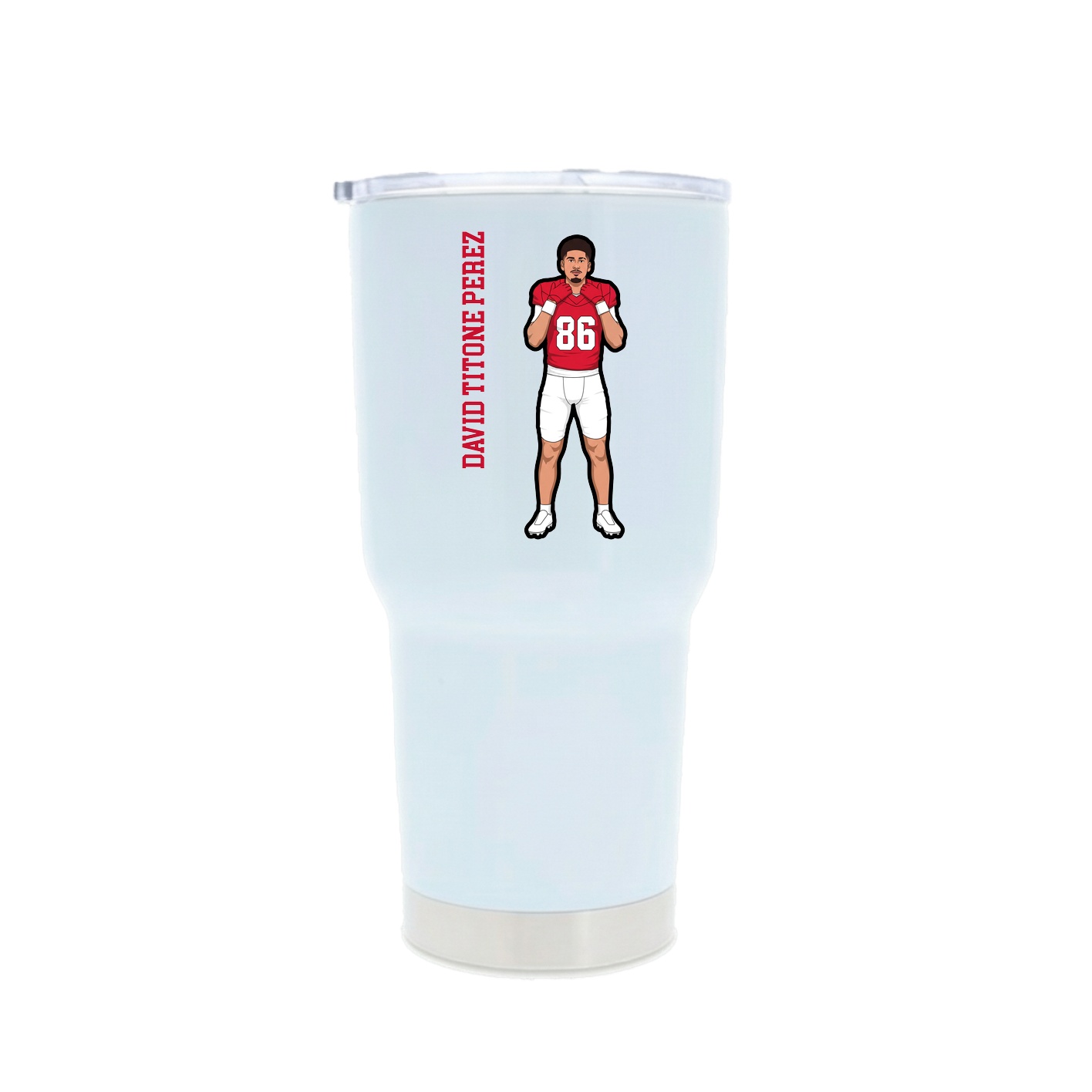 30oz Stainless Steel Tumbler — Name Vertical in White