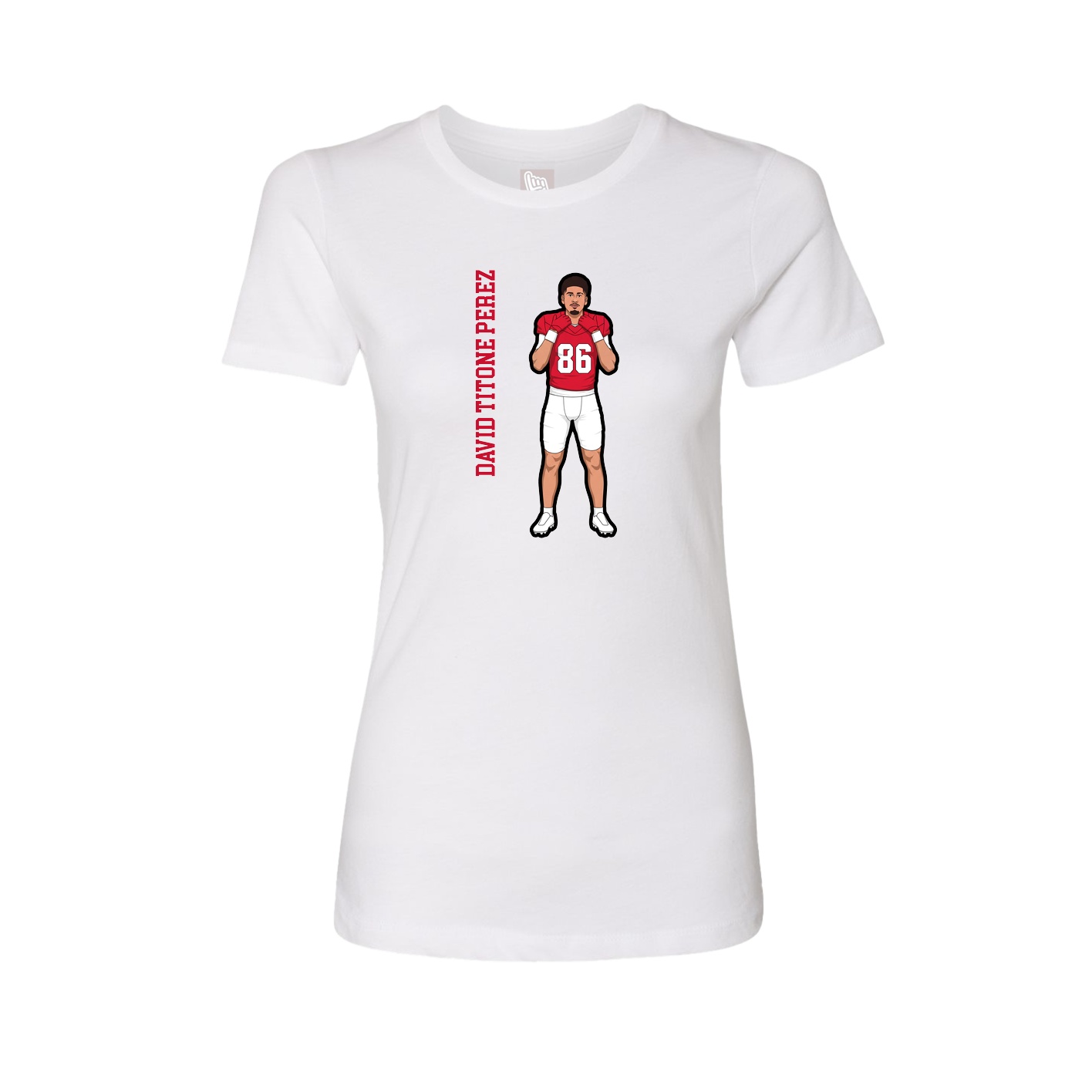 Fitted Women's Tee — Name Vertical in White
