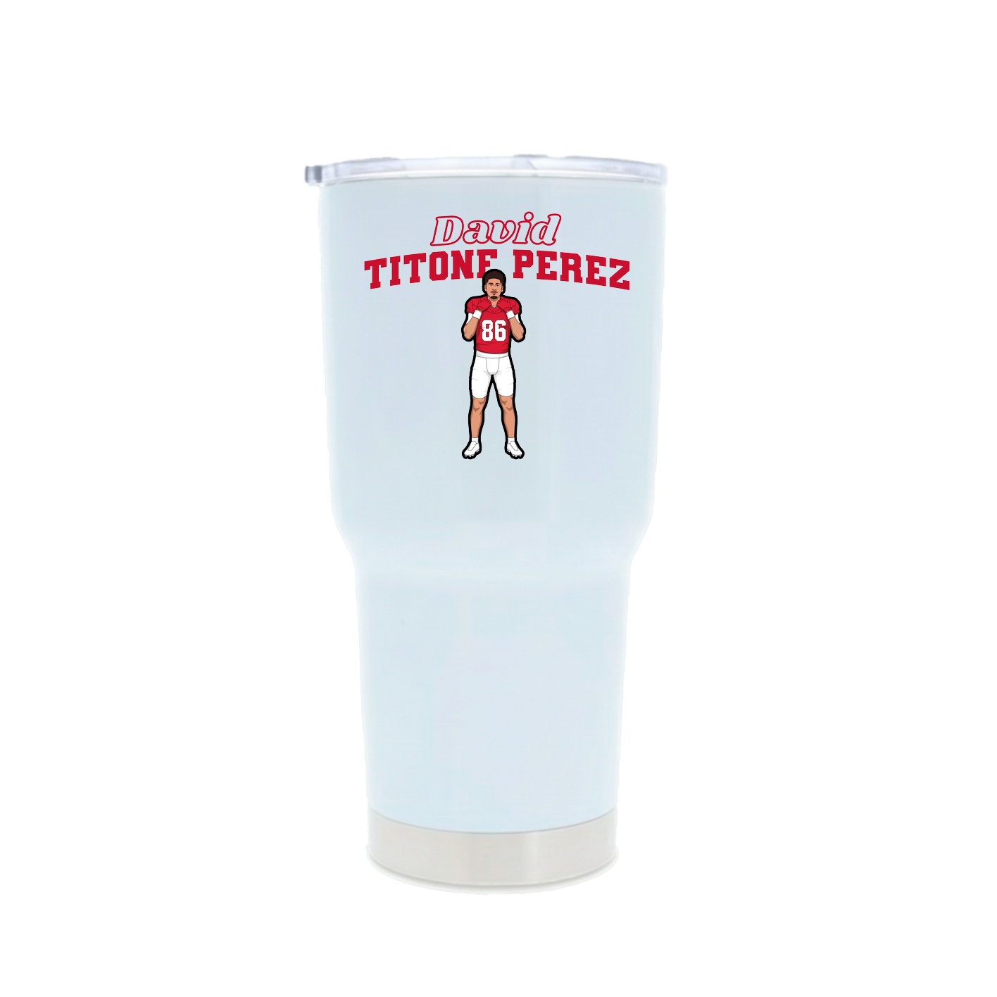30oz Stainless Steel Tumbler — Name Arch in White