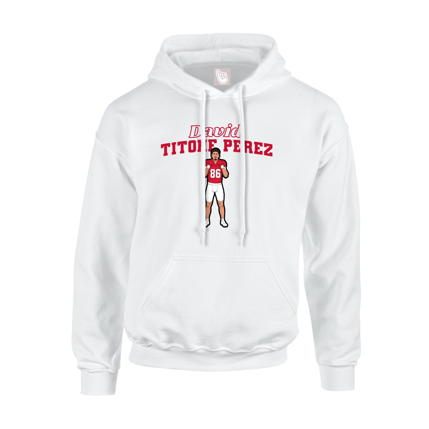 Youth Hoodie — Name Arch in White