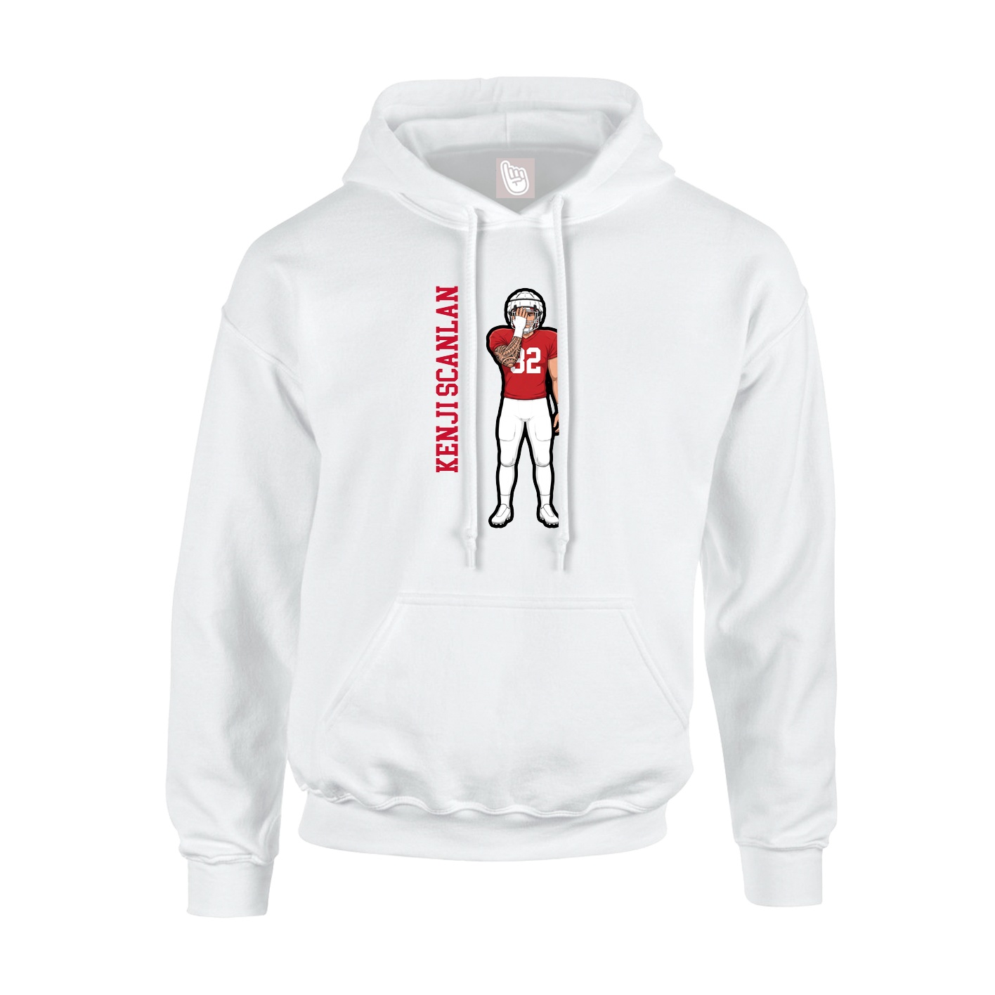 Youth Hoodie — Name Vertical in White