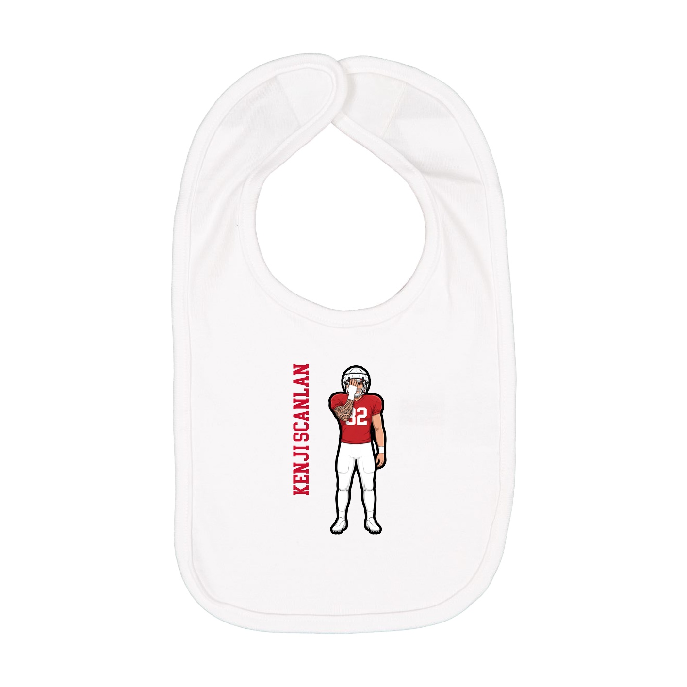 Infant Bib — Name Vertical in White