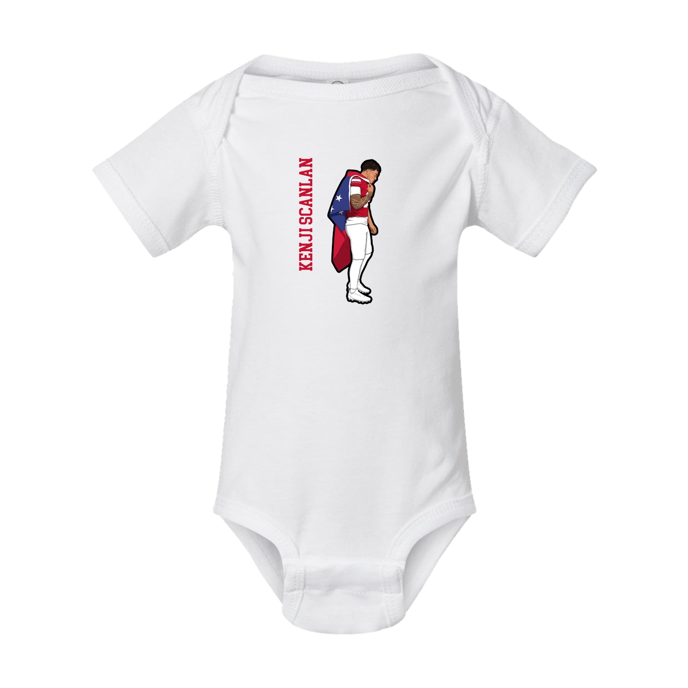 Baby Onesie — Name Vertical in White