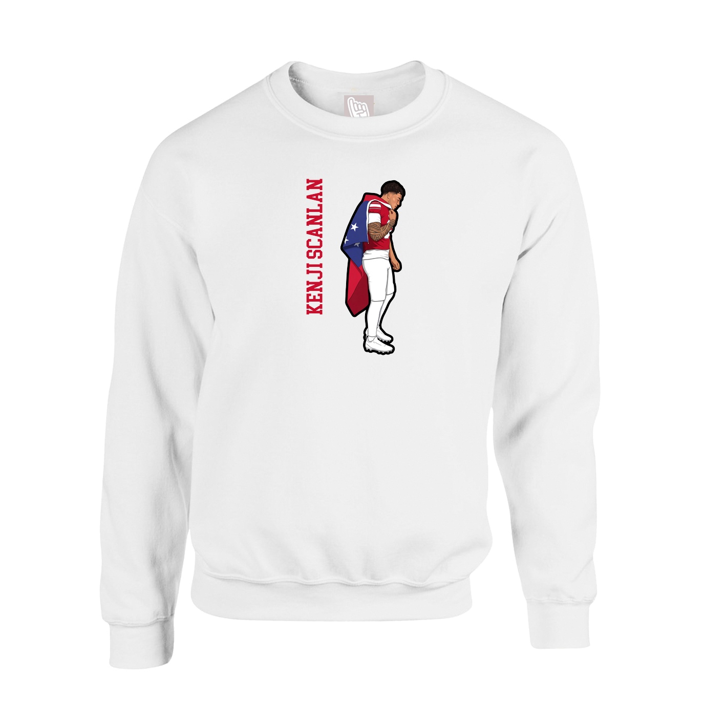 Fleece Crew — Name Vertical in White