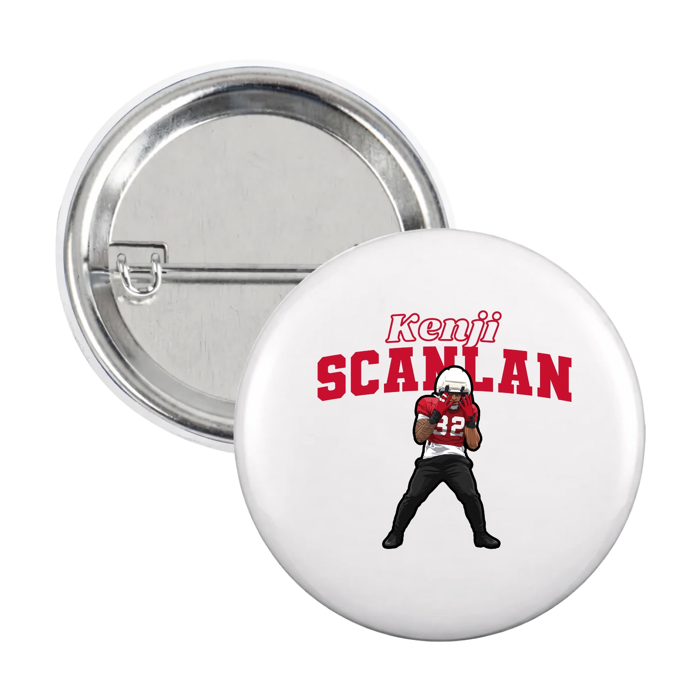 Game Day Button — Name Arch in White